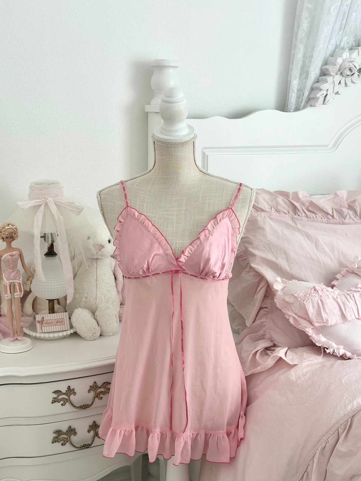 Vintage 2004 Victoria’s Secret Pink Sheer Babydoll Slip Dress Size: S