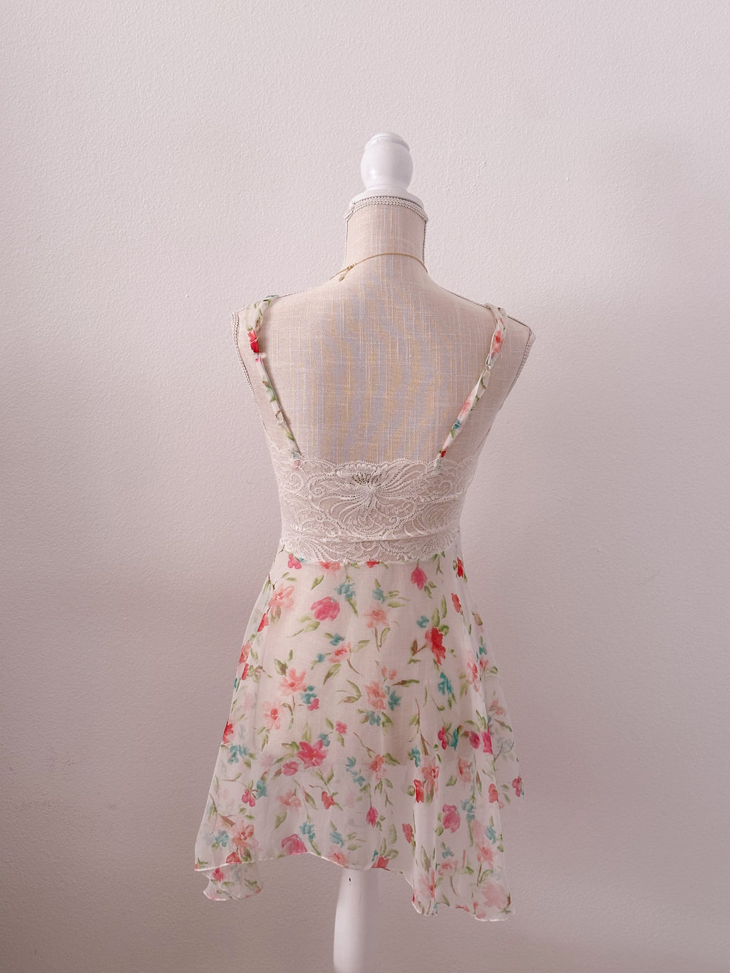 Victoria's Secret vintage Gold tag white floral sheer slip dress