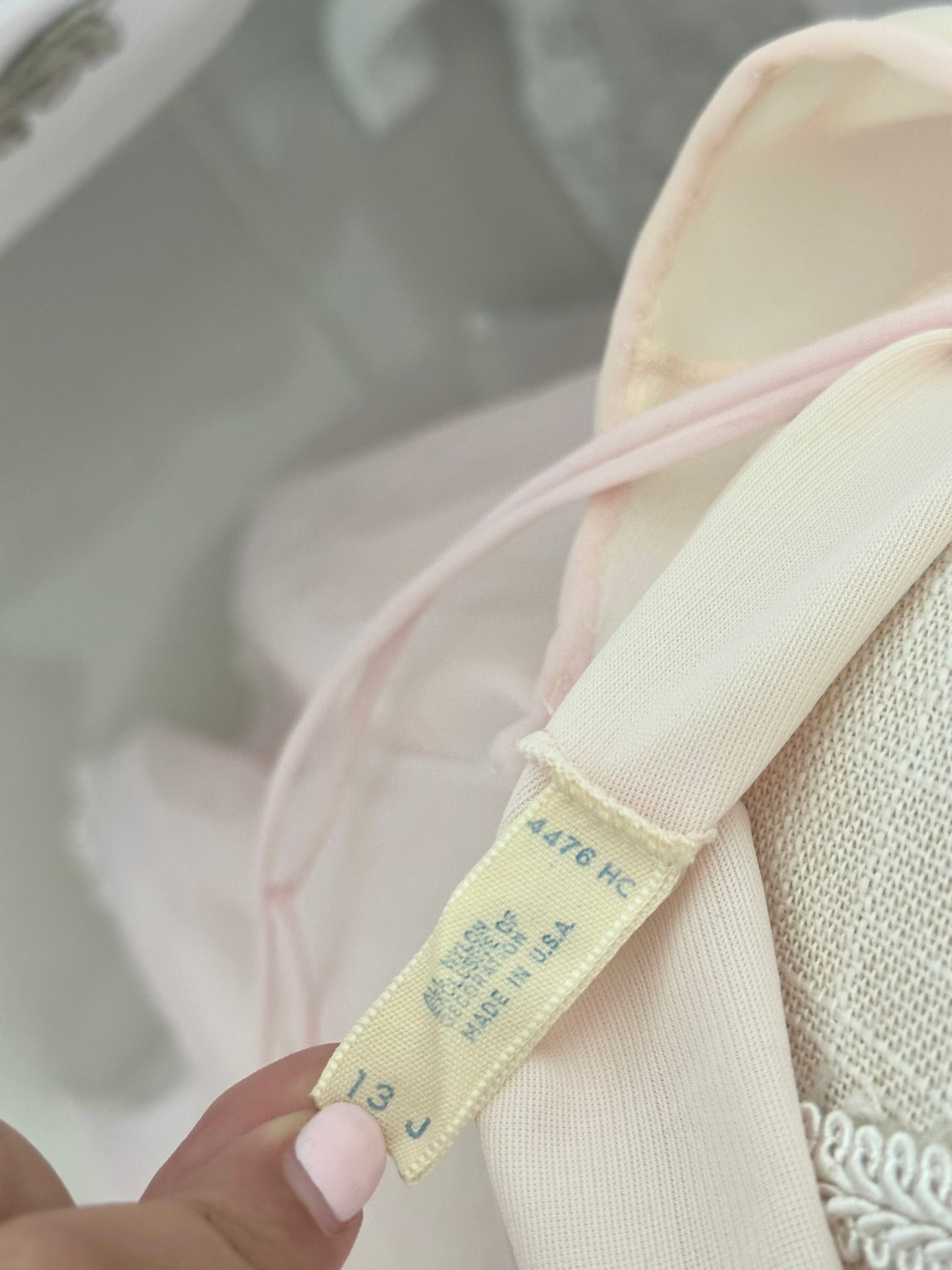 Authentic 1950s Pink Nylon Floral Nightgown & Matching Robe Set Size: S