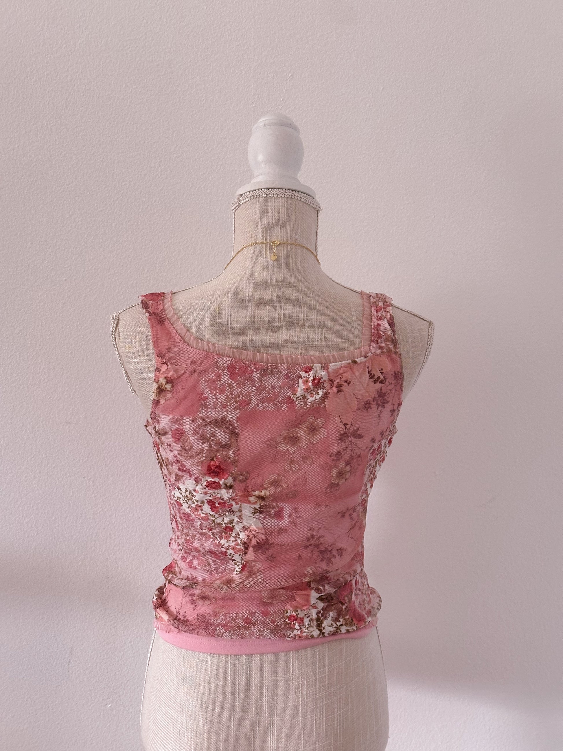 Vintage y2k Rave pink shabbychic floral bustier top size: XS/S