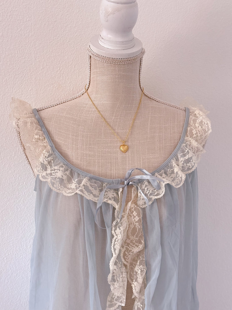Victoria's Secret vintage blue sheer babydoll top Size:S￼