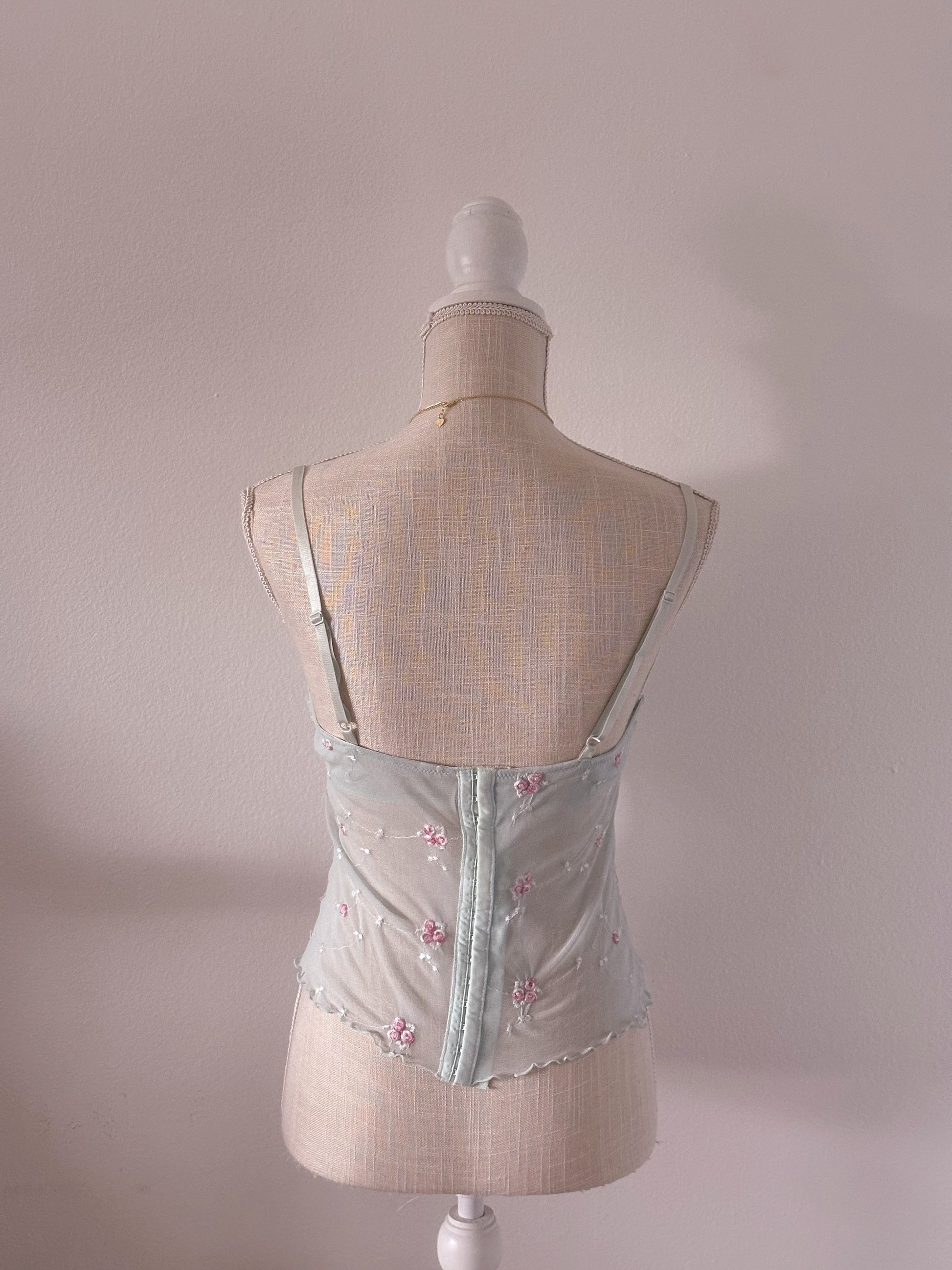 Vintage Victoria's Secret, pale, blue and pink corset top size: 36 C￼