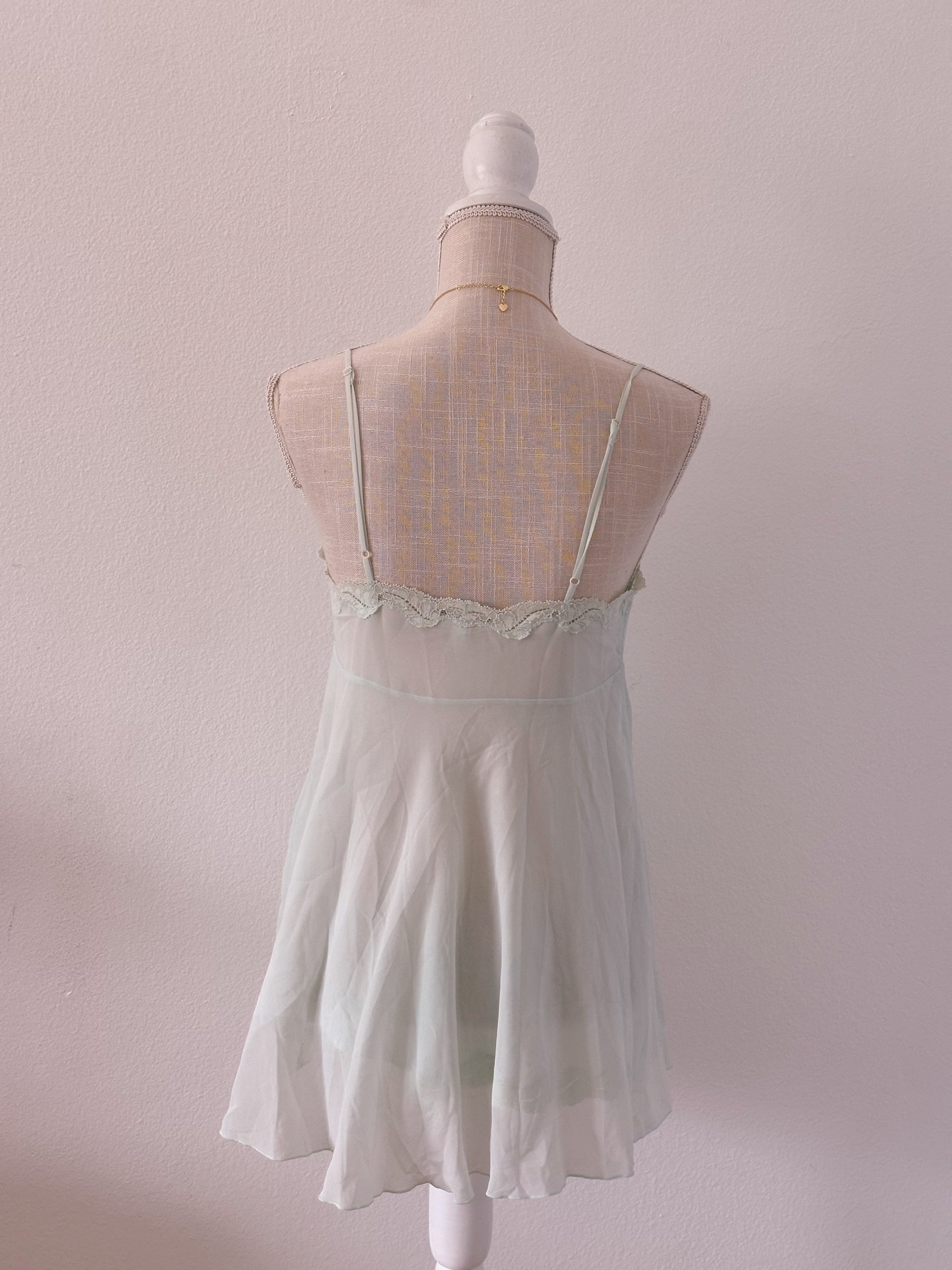 Vintage 1990s mint green Victoria's Secret babydoll slip dress size: S