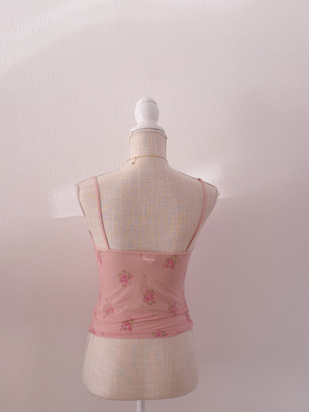 Vintage pink sheer floral cami