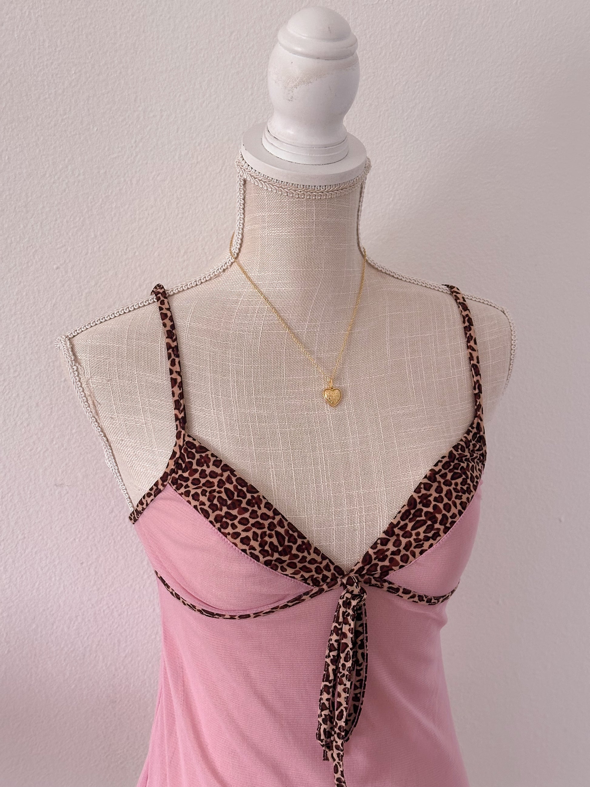 Vintage Y2K rampage pink & leopard print cami Size: M