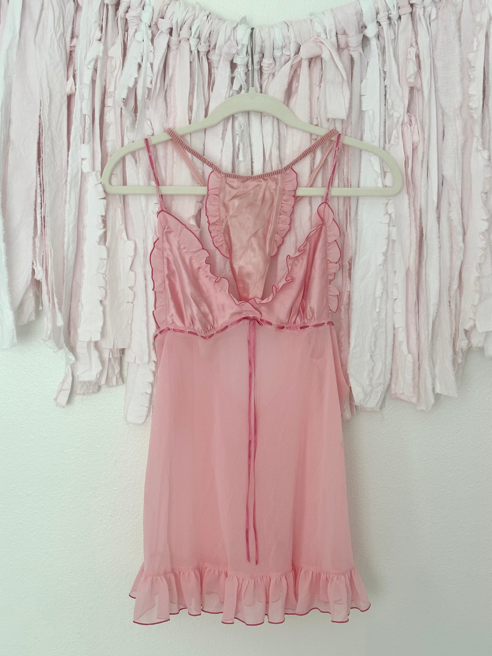 Vintage 2004 Victoria’s Secret Pink Sheer Slip Dress Set Size: M
