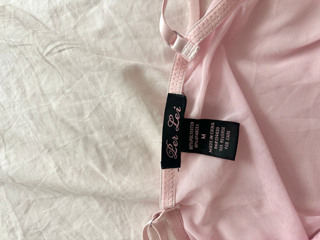 Vintage Y2K Per Lei Pink Ruffle Lingerie Set Size: M