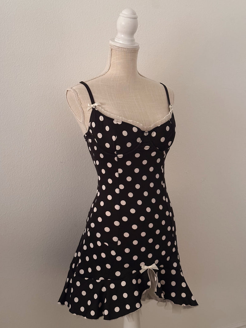 NWTS Victoria's Secret vintage black polka dot slip dress