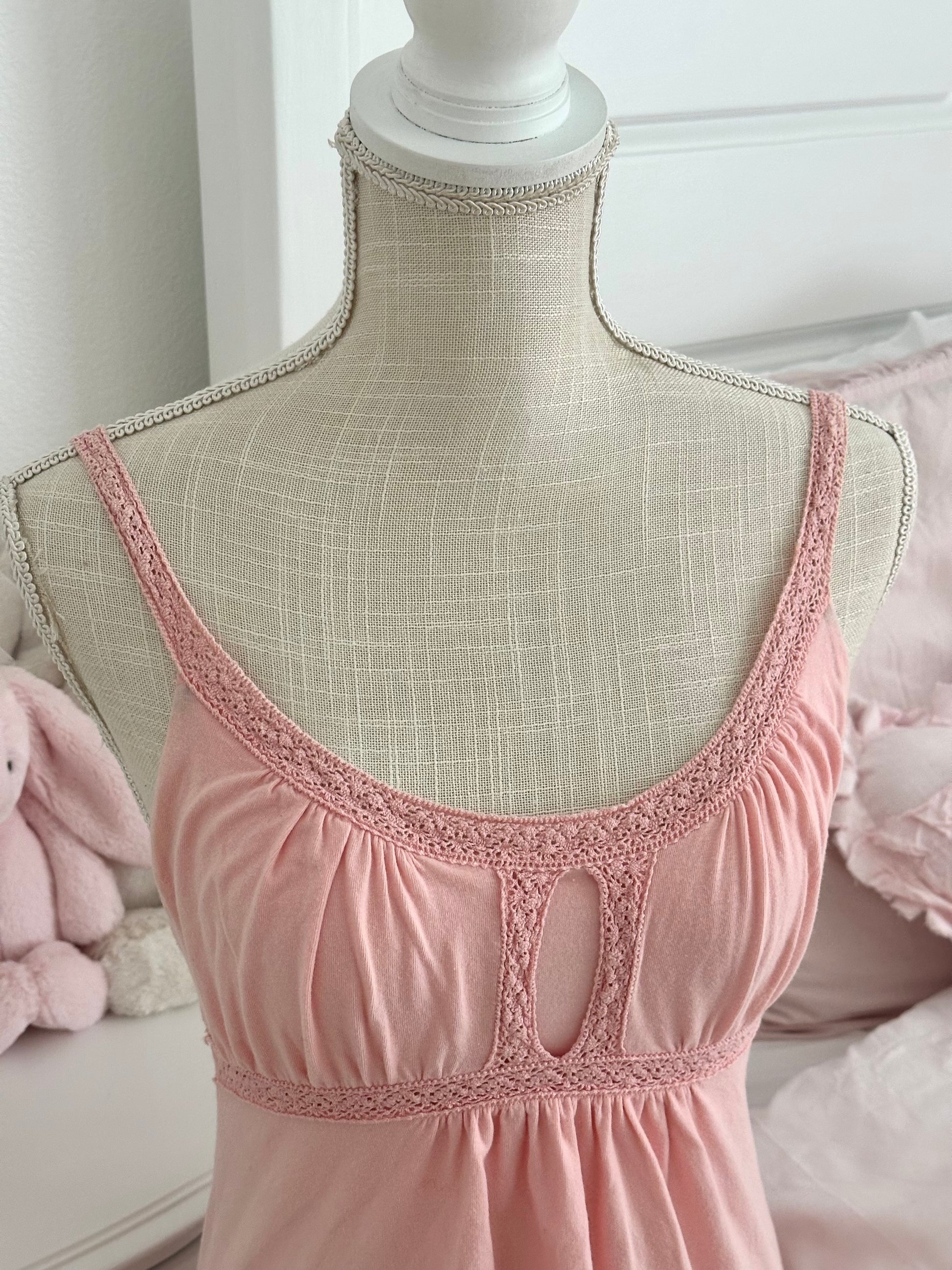 Vintage Y2K Victoria’s Secret MODA International Pink Cotton Cami Top Size: M