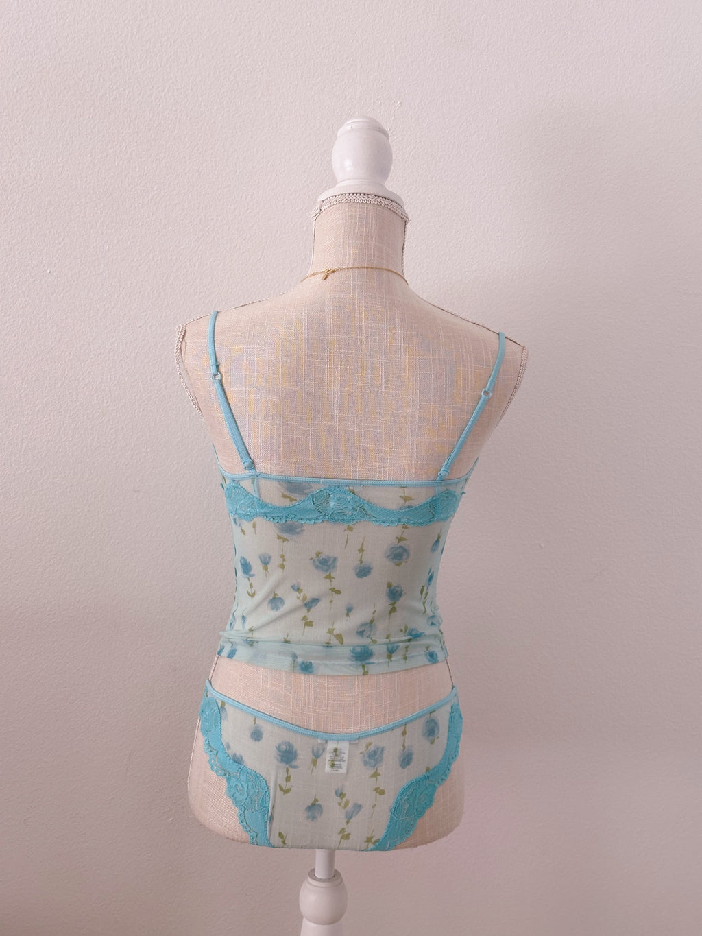Vintage Rampage blue sheer floral cami set size: S