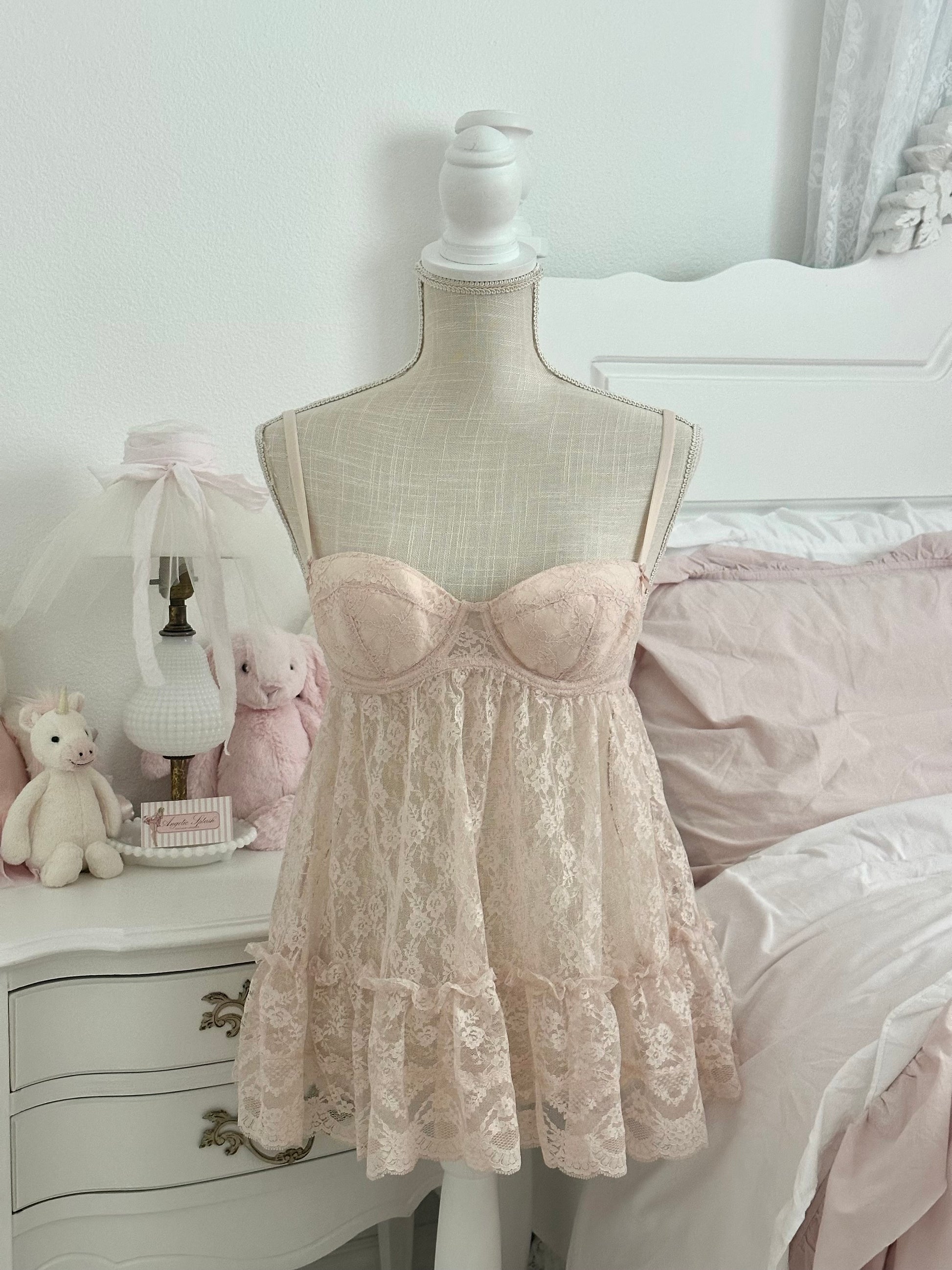 Vintage 2008 Victoria’s Secret Pink Lace Babydoll Top Size: 34C