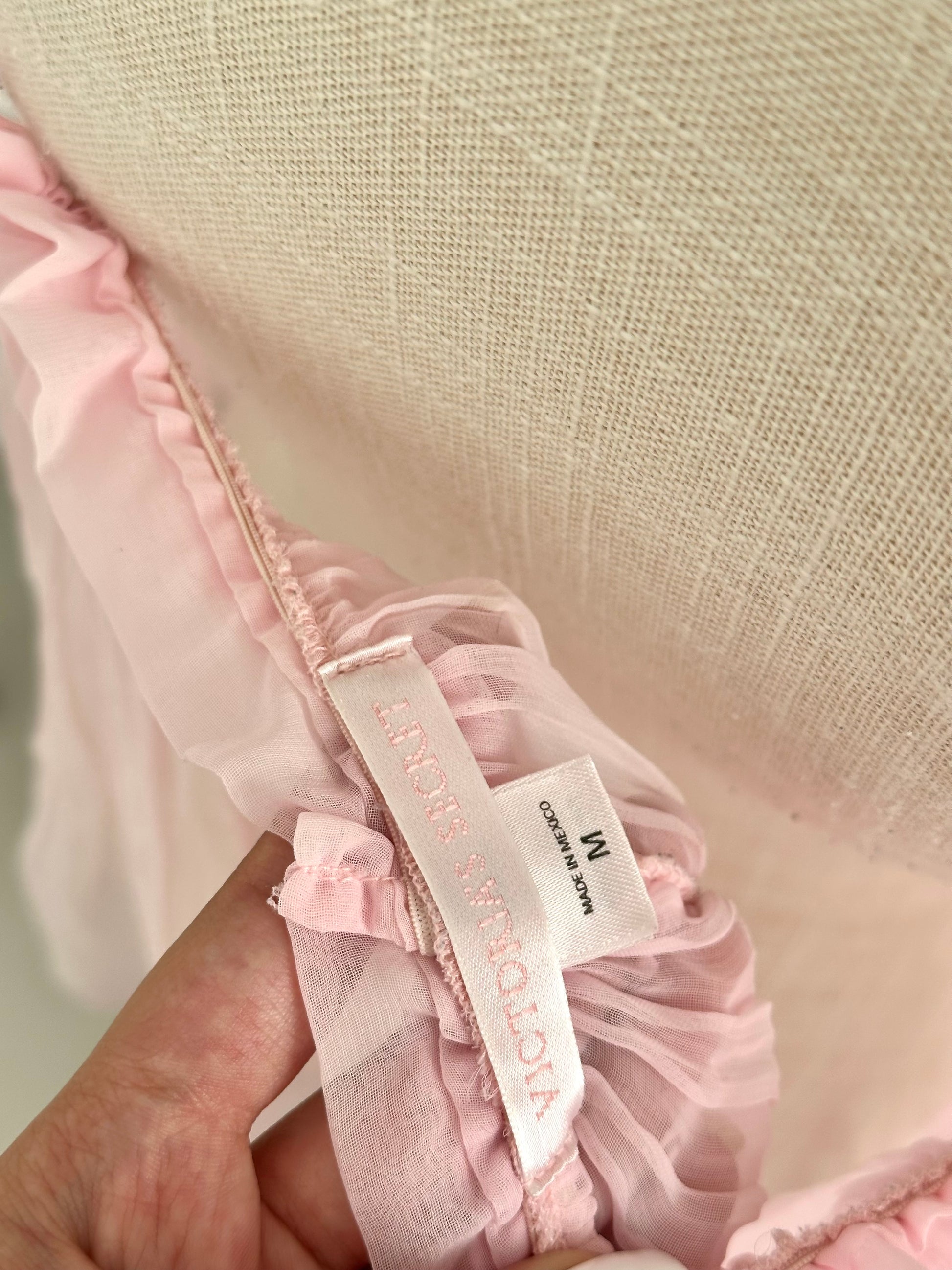 Vintage 2003 Victoria’s Secret Pink Sheer Babydoll Slip Dress Size: M