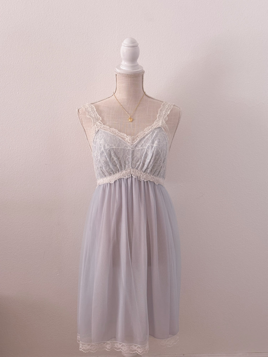 Vintage 1960s powder blue nightgown slip dress size: M