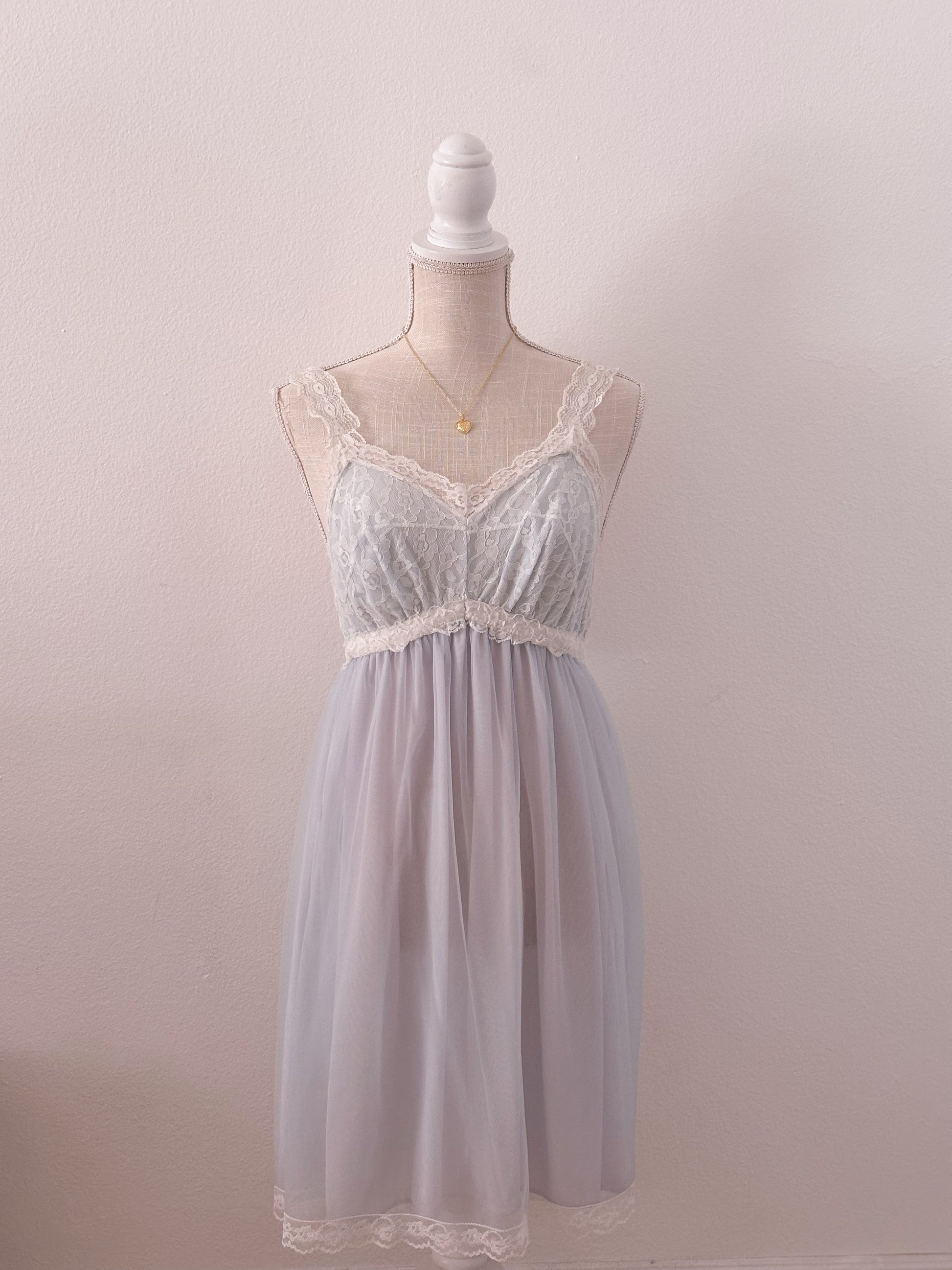 Vintage 1960s powder blue nightgown slip dress size: M