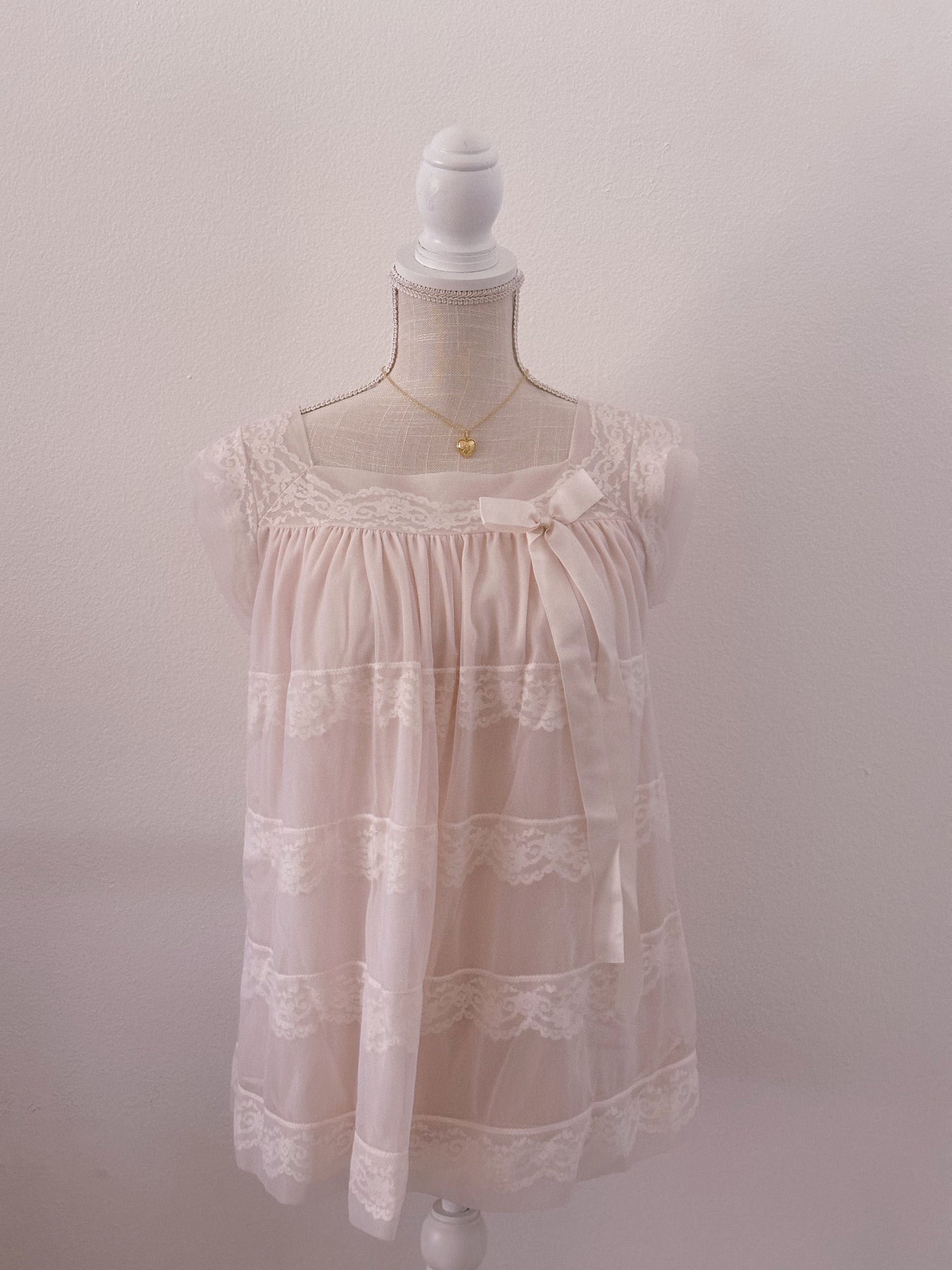 Vintage 1960s pink sheer babydoll top size: S