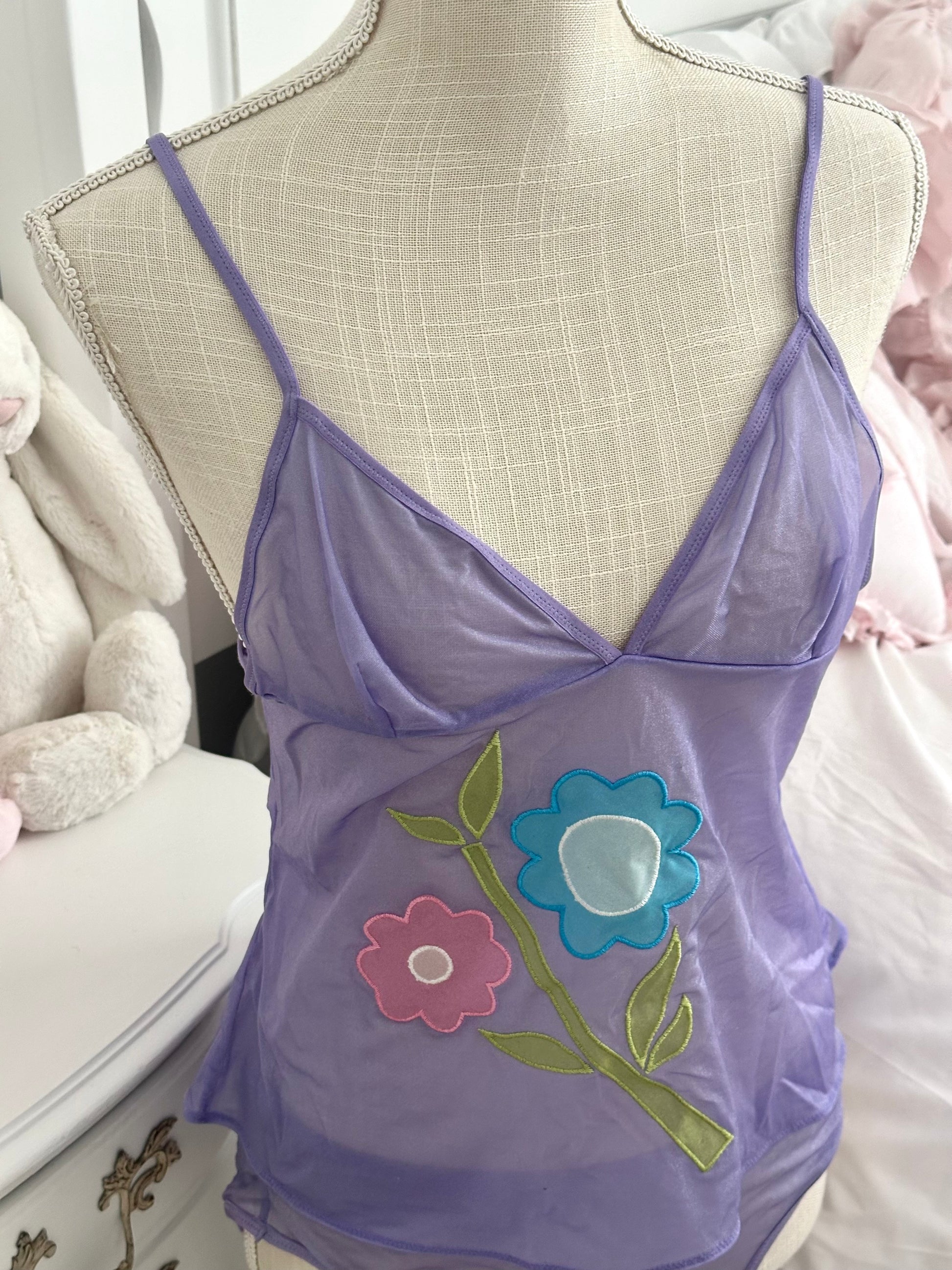 Vintage Victoria's Secret purple floral cami set size: L