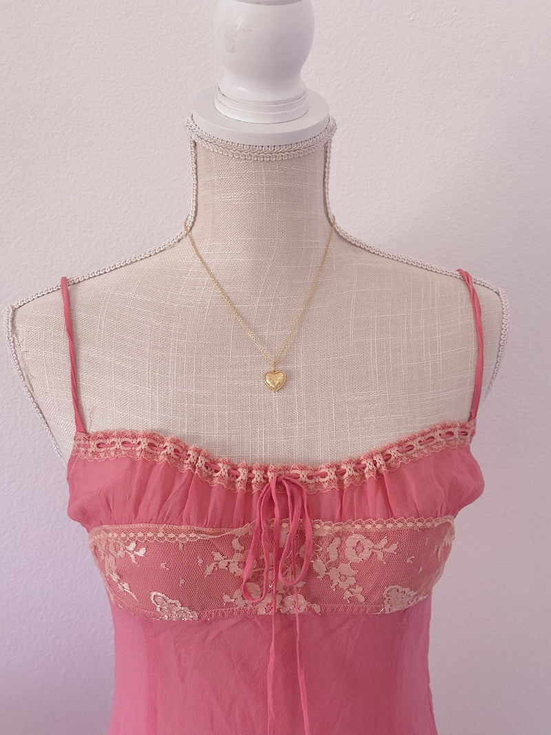 Vintage Victoria's Secret Paris Hilton Coral Babydoll slip size: S