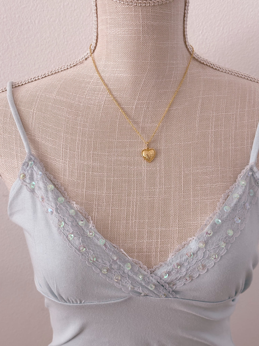 Vintage baby blue y2k sequin cami top size: Small