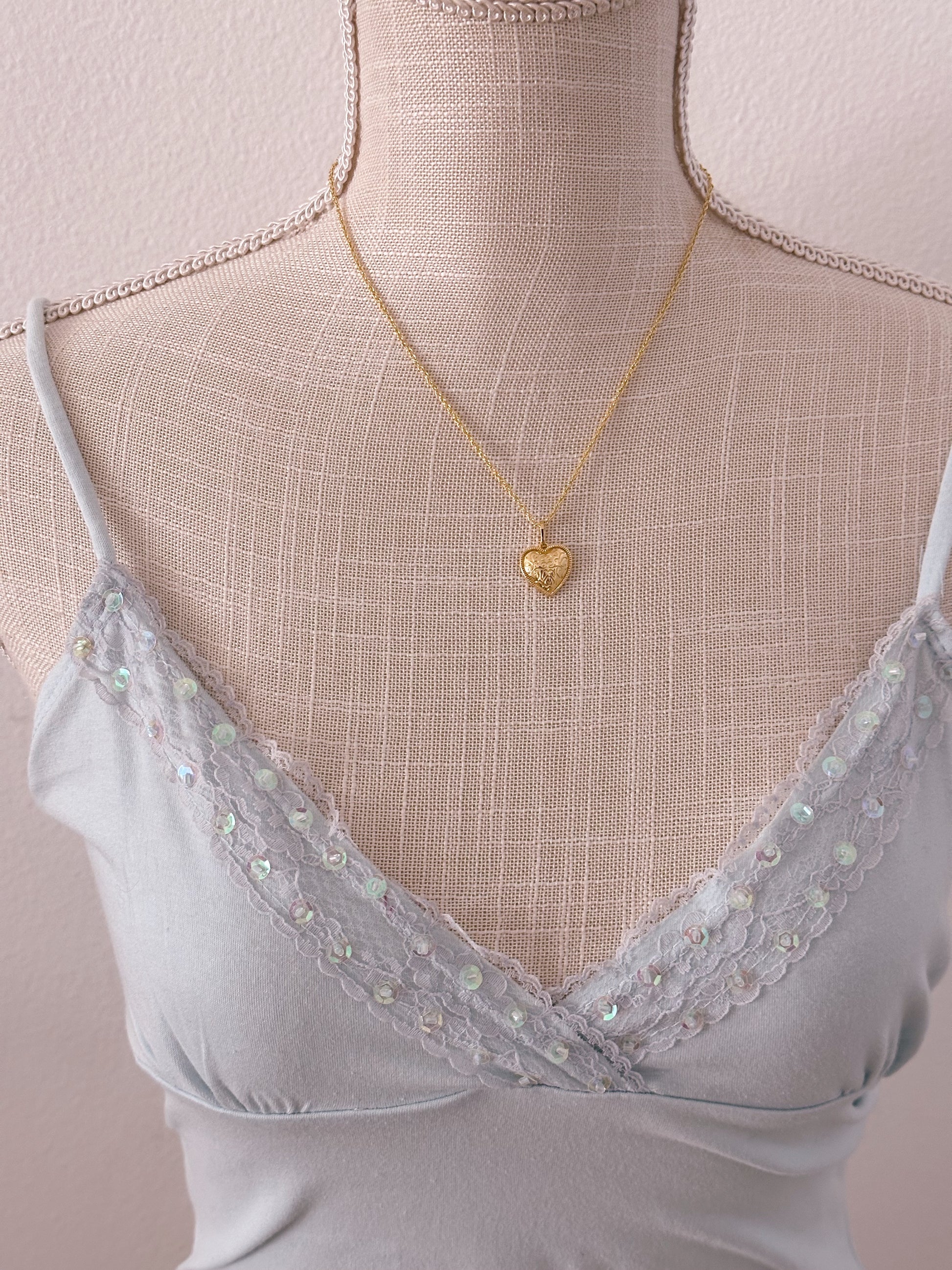 Vintage baby blue y2k sequin cami top size: Small