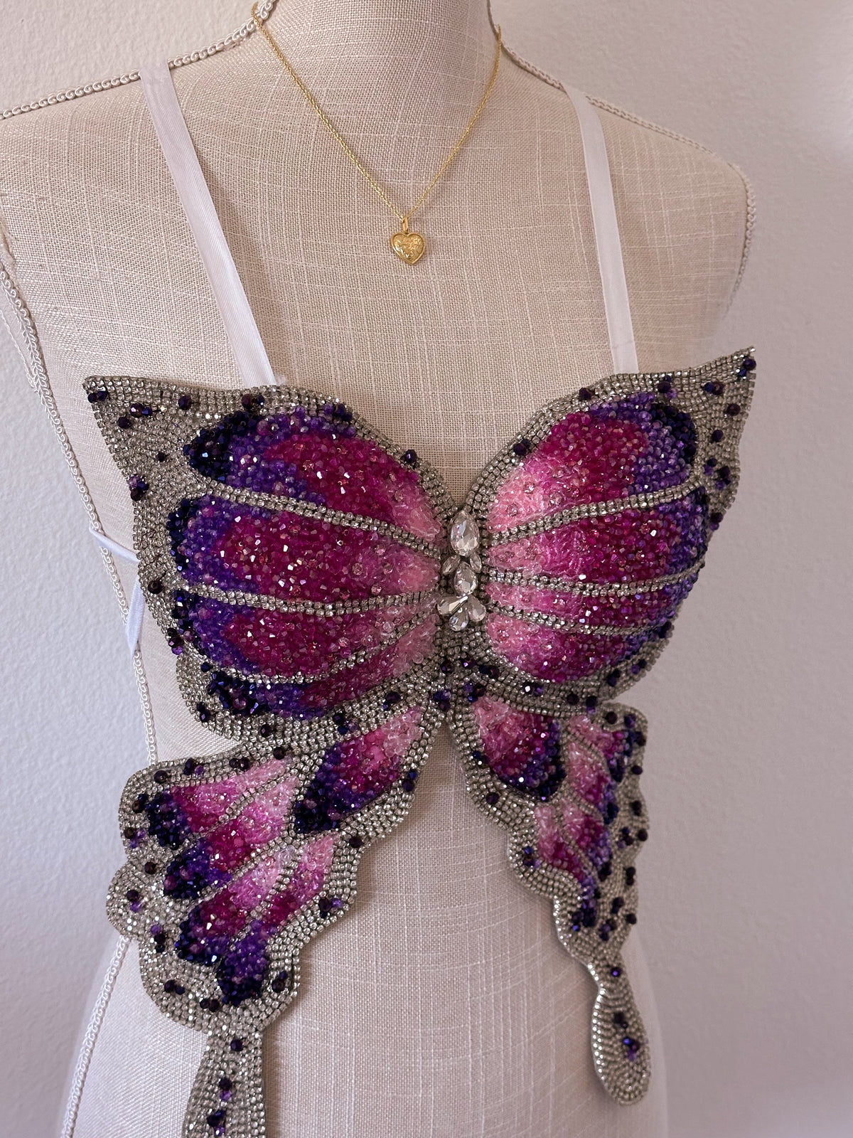 Handmade bedazzled butterfly halter top size: XS