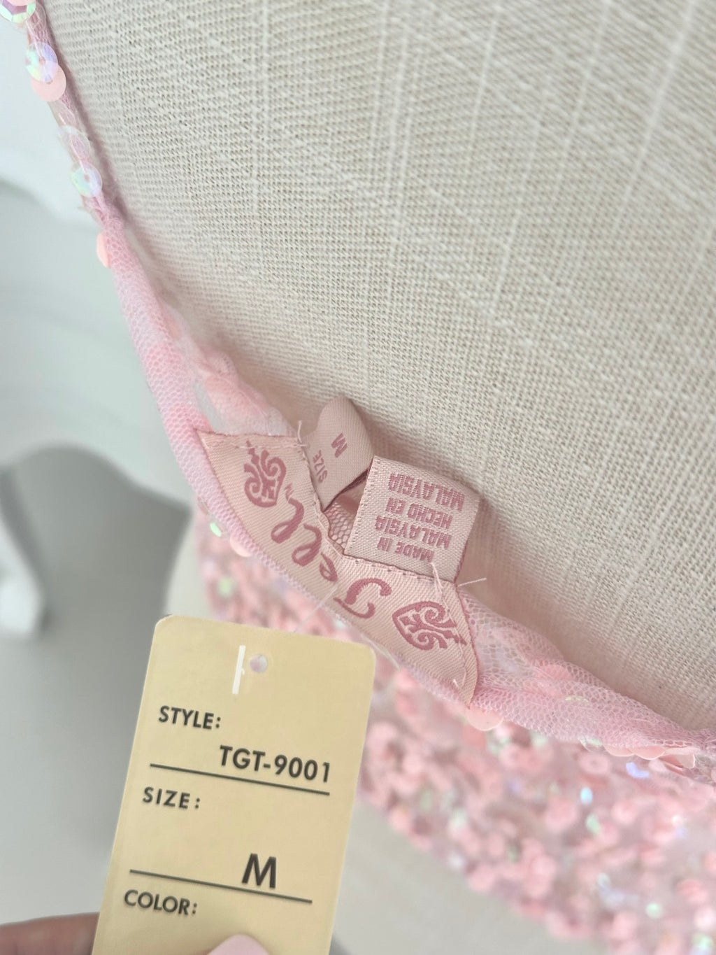 Vintage Y2K Pink Sequin tell Sheer cami Top Size: M