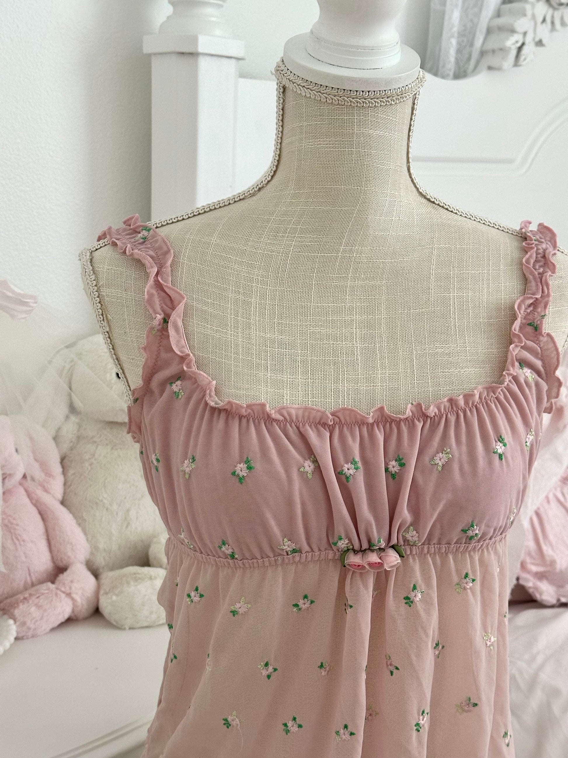Vintage 2003 Victoria’s Secret Pink Floral Milkmaid Top Size: M