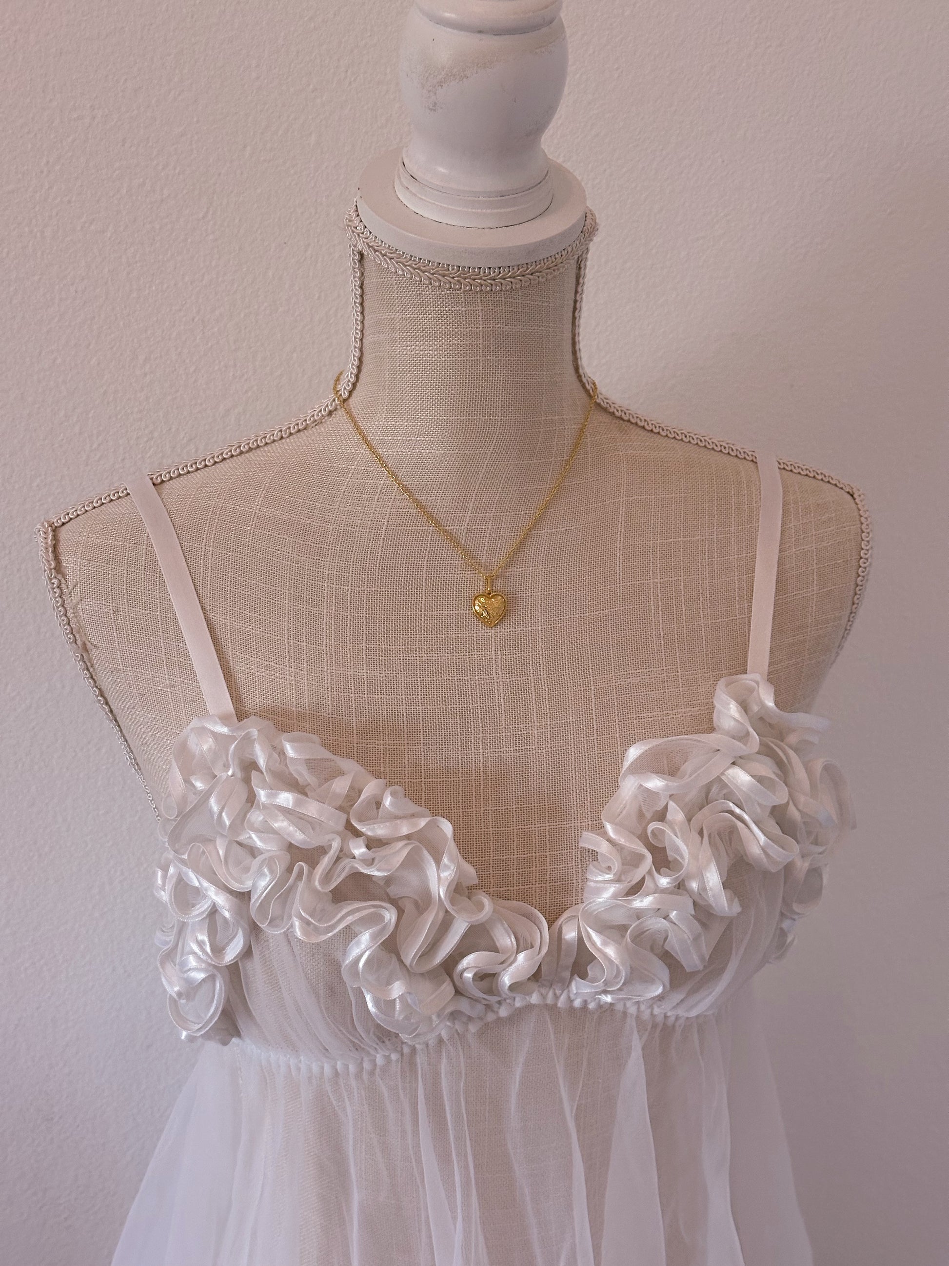 Vintage 1990s Fredricks of Hollywood white sheer babydoll top size: M