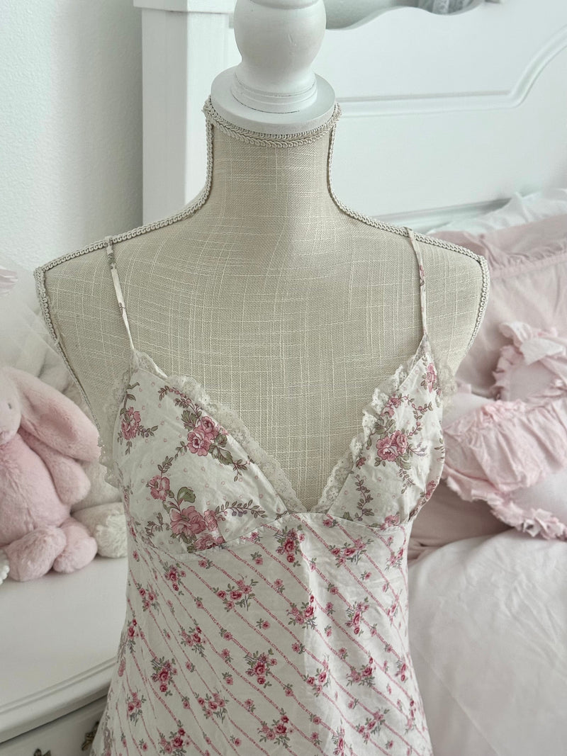 Vintage 2003 Victoria’s Secret White Cotton Floral Slip Dress Size: S