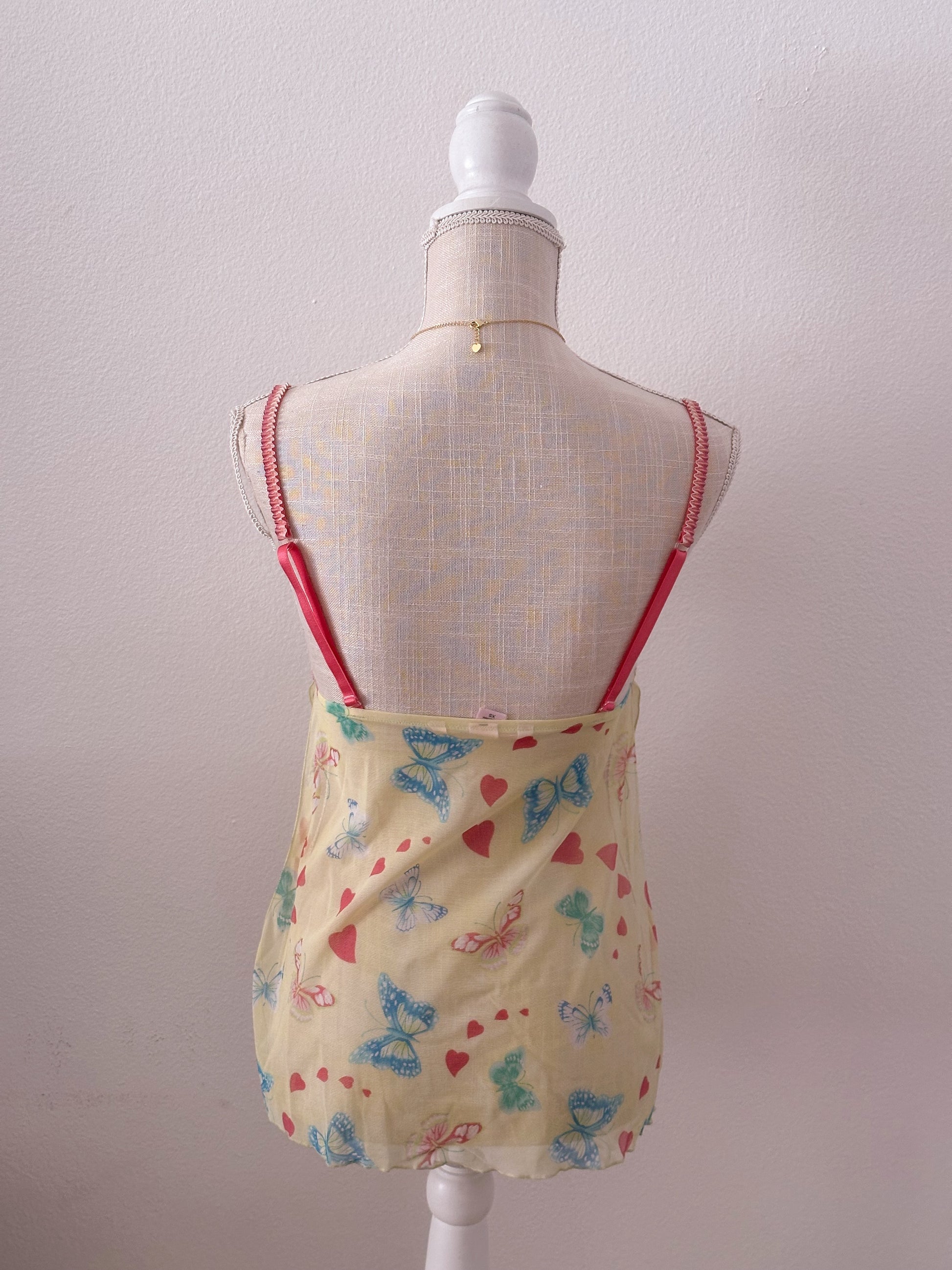 Vintage Victoria secret yellow, butterfly babydoll slip size: xs