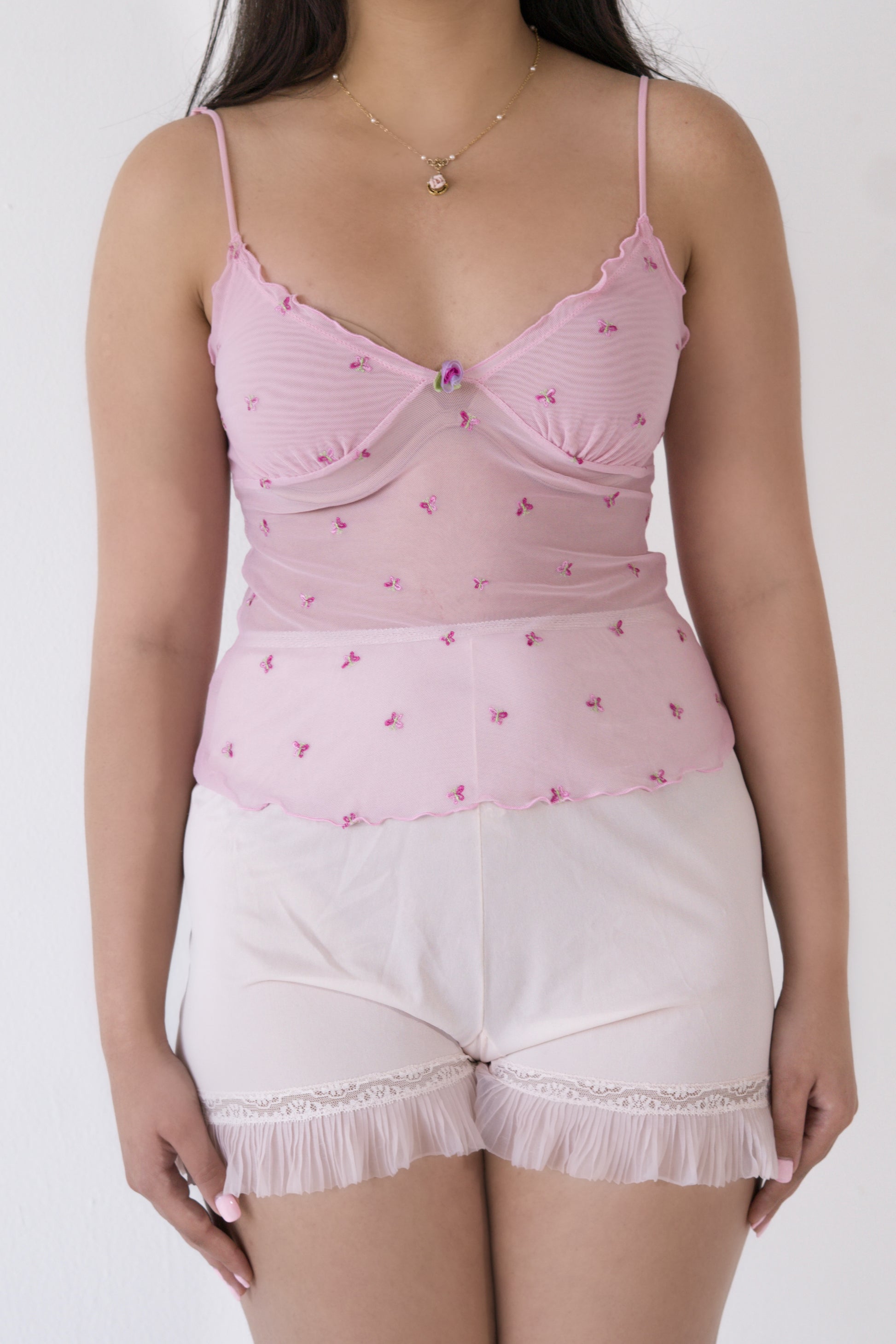 Vintage 2004 Victoria’s Secret Pink Butterfly Sheer Cami Top Size: S