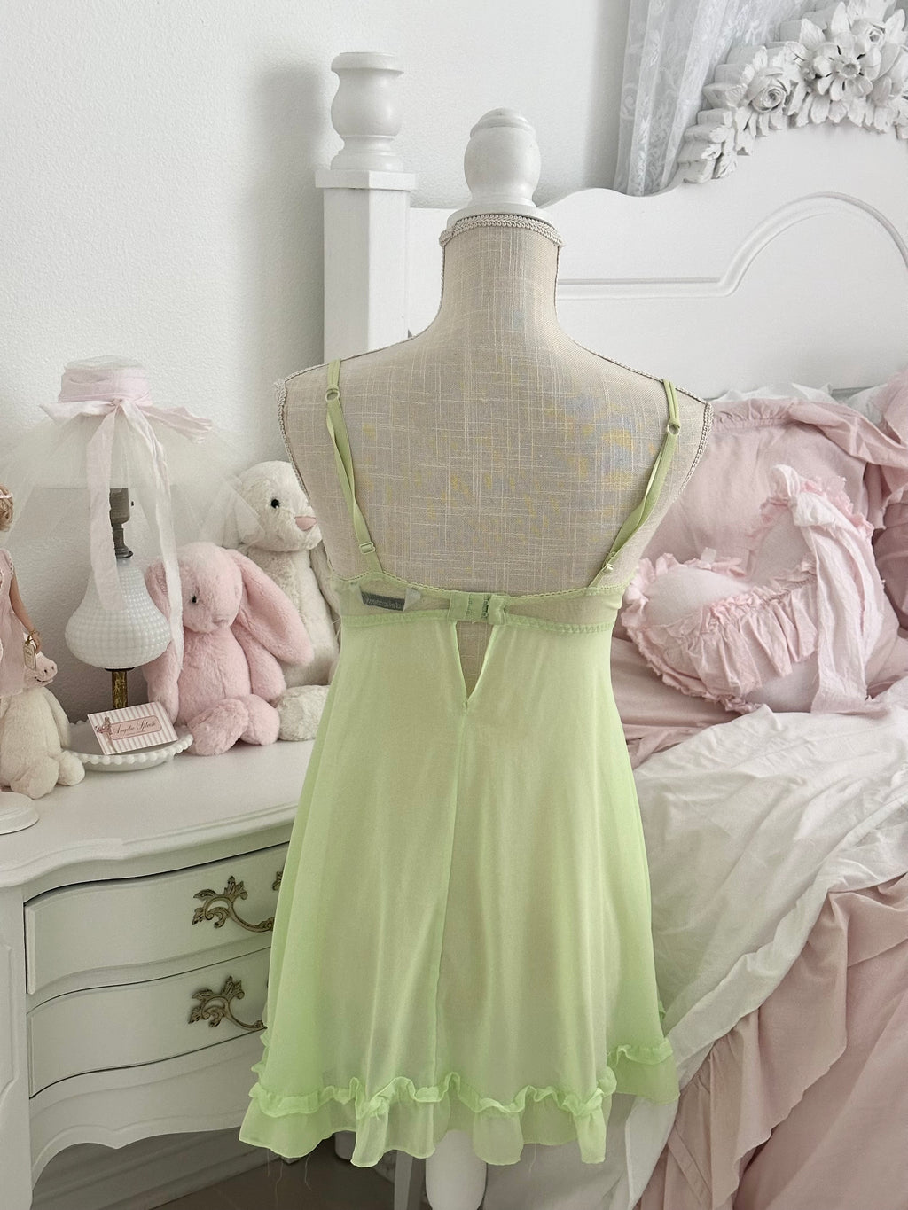 Vintage Y2K Delicates Green Fairy Babydoll Slip Dress Size: M