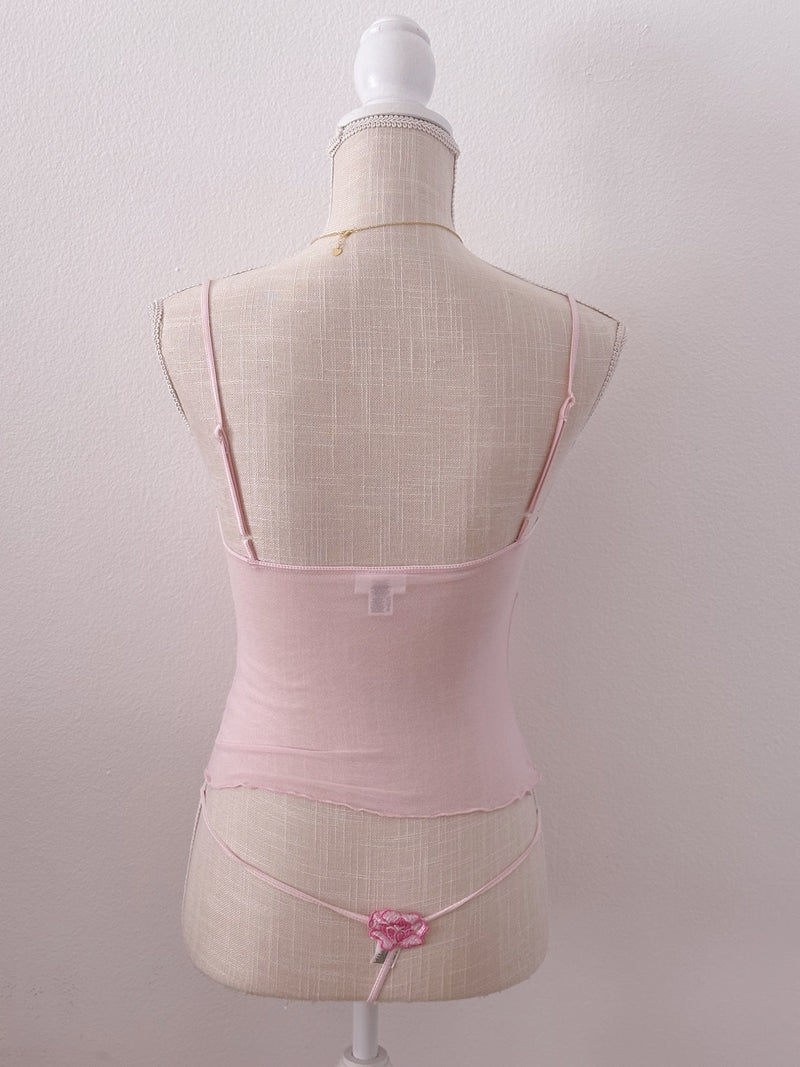 Vintage pink aurora sheer cami set size: S