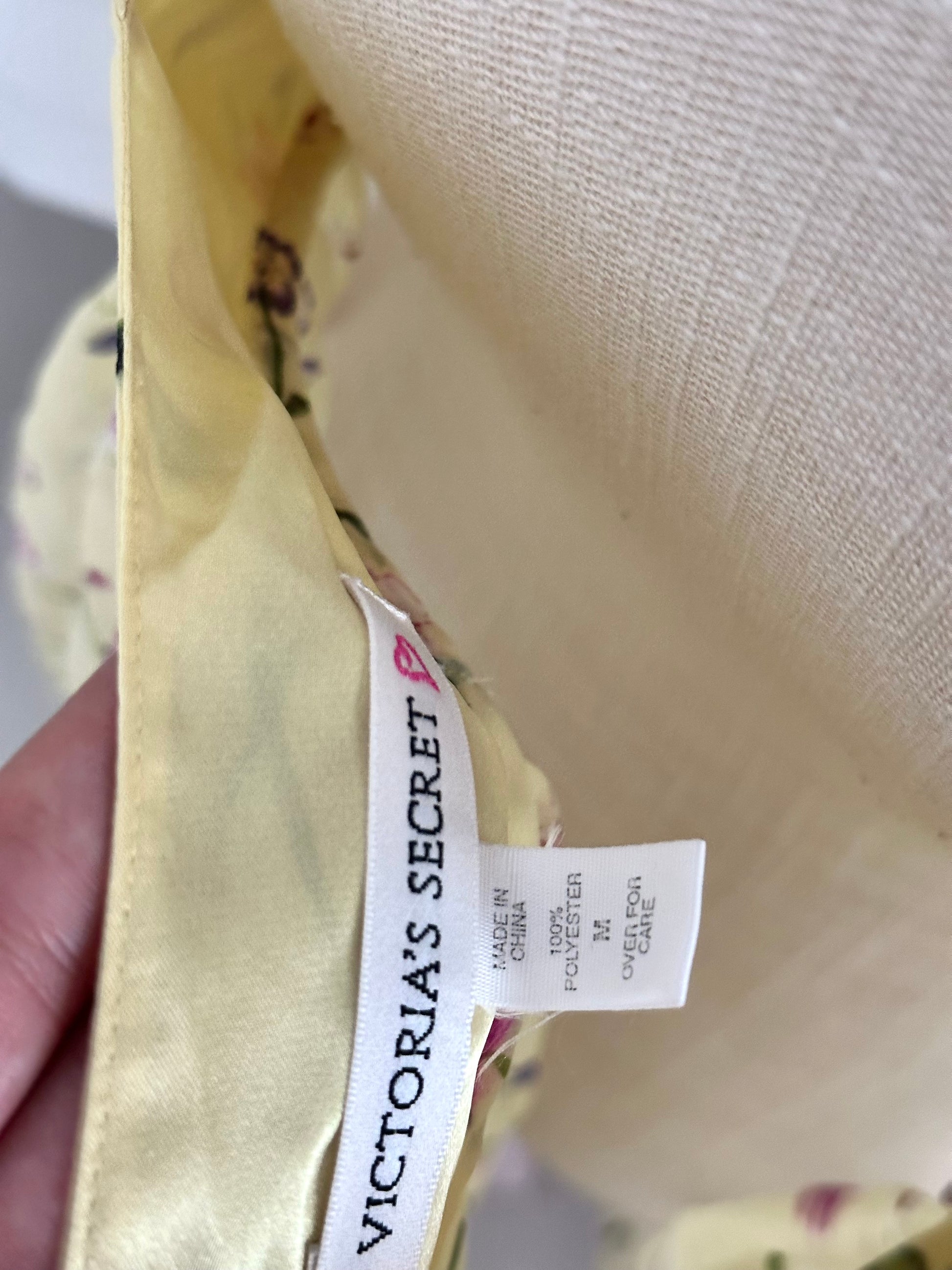 Vintage 1995 Victoria’s Secret Runway Yellow Floral Slip Dress Size: M