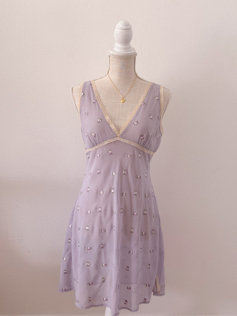 Vintage Victoria's Secret purple lilac floral slip dress size: M