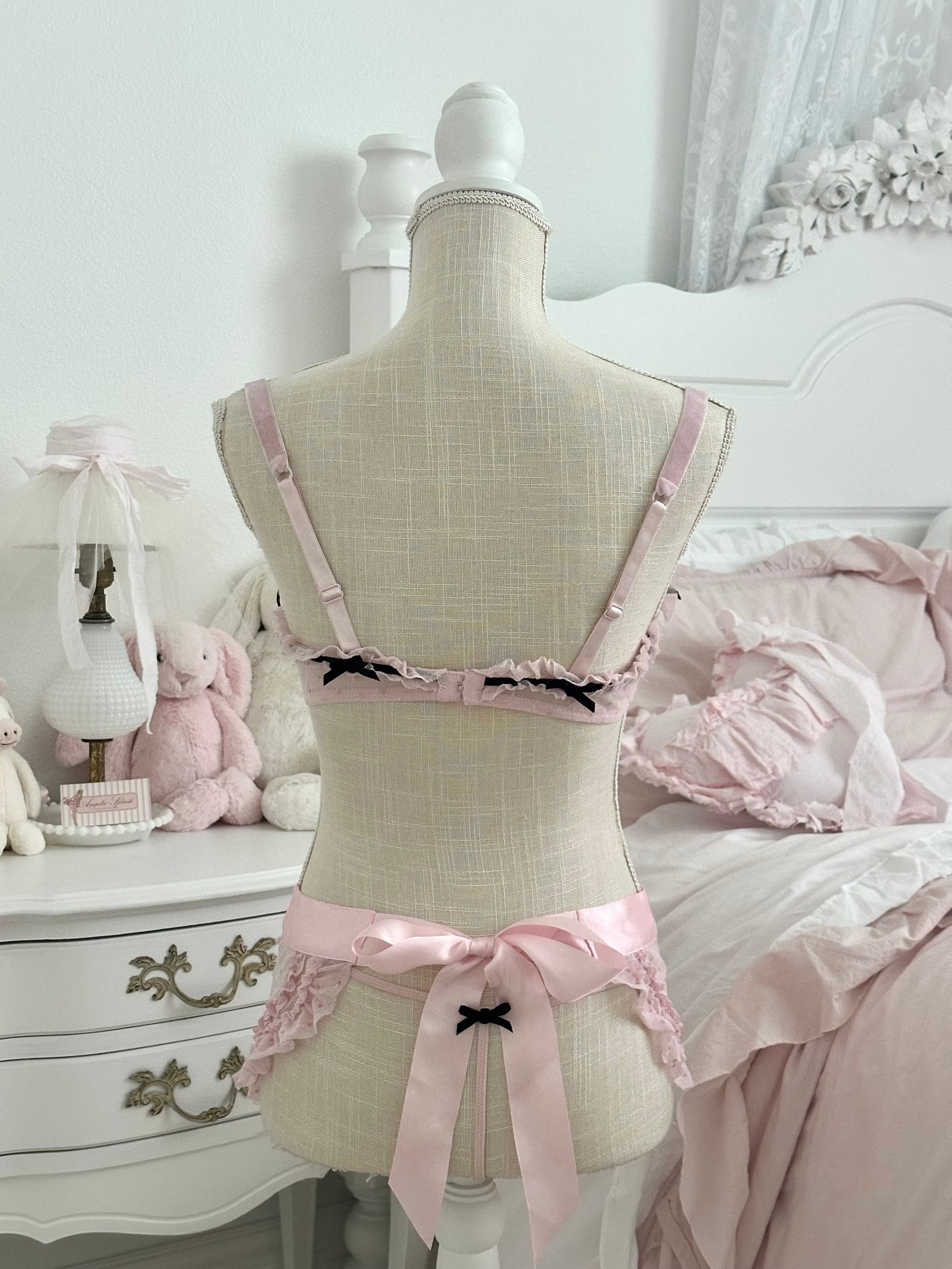 Vintage 2008 Victoria’s Secret Sexy Little Things Pink Polka Dot Lingerie Set Size: 36C / M-L