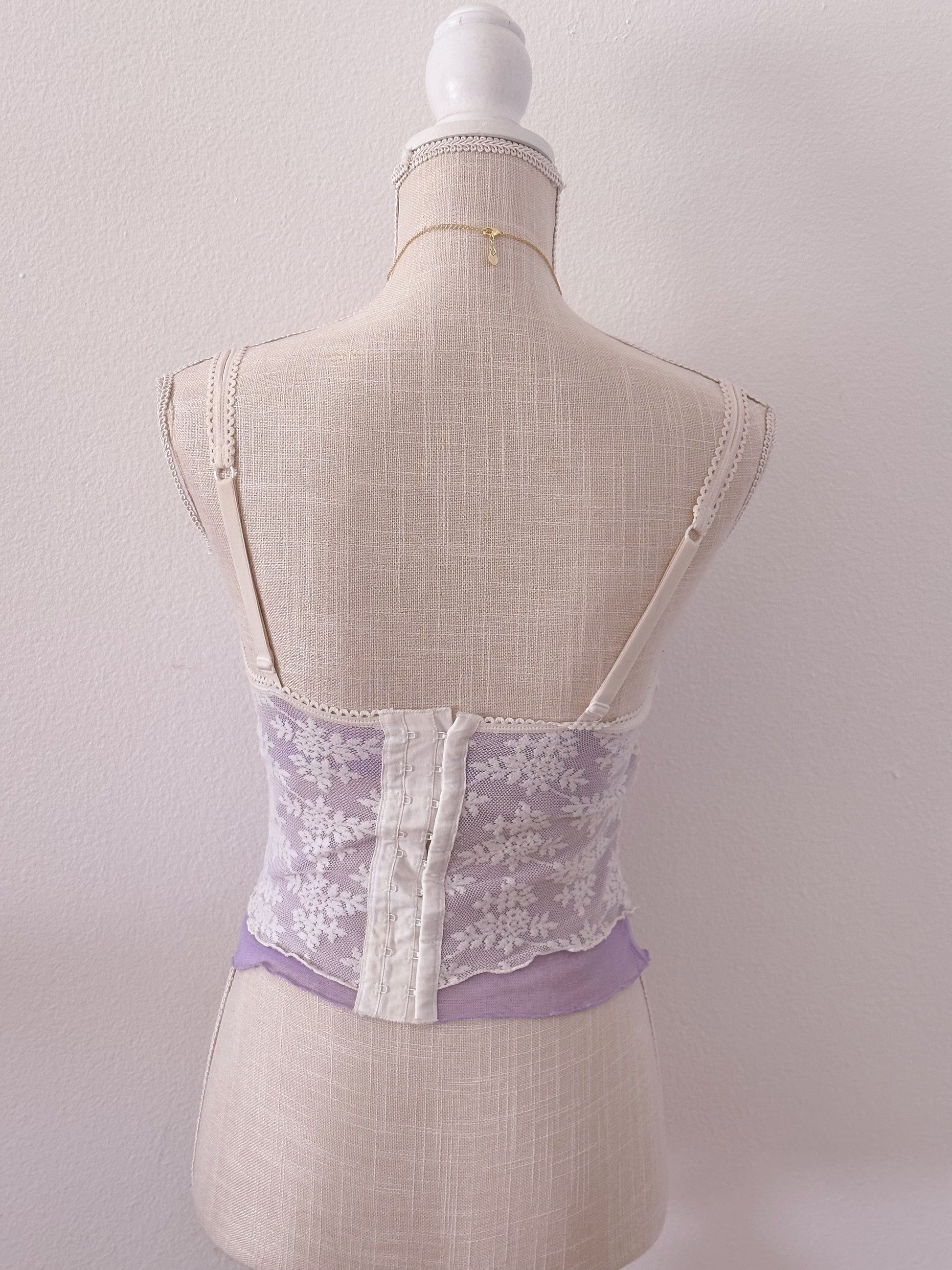 Vintage 90s purple lace corset bustier top size: 34 C