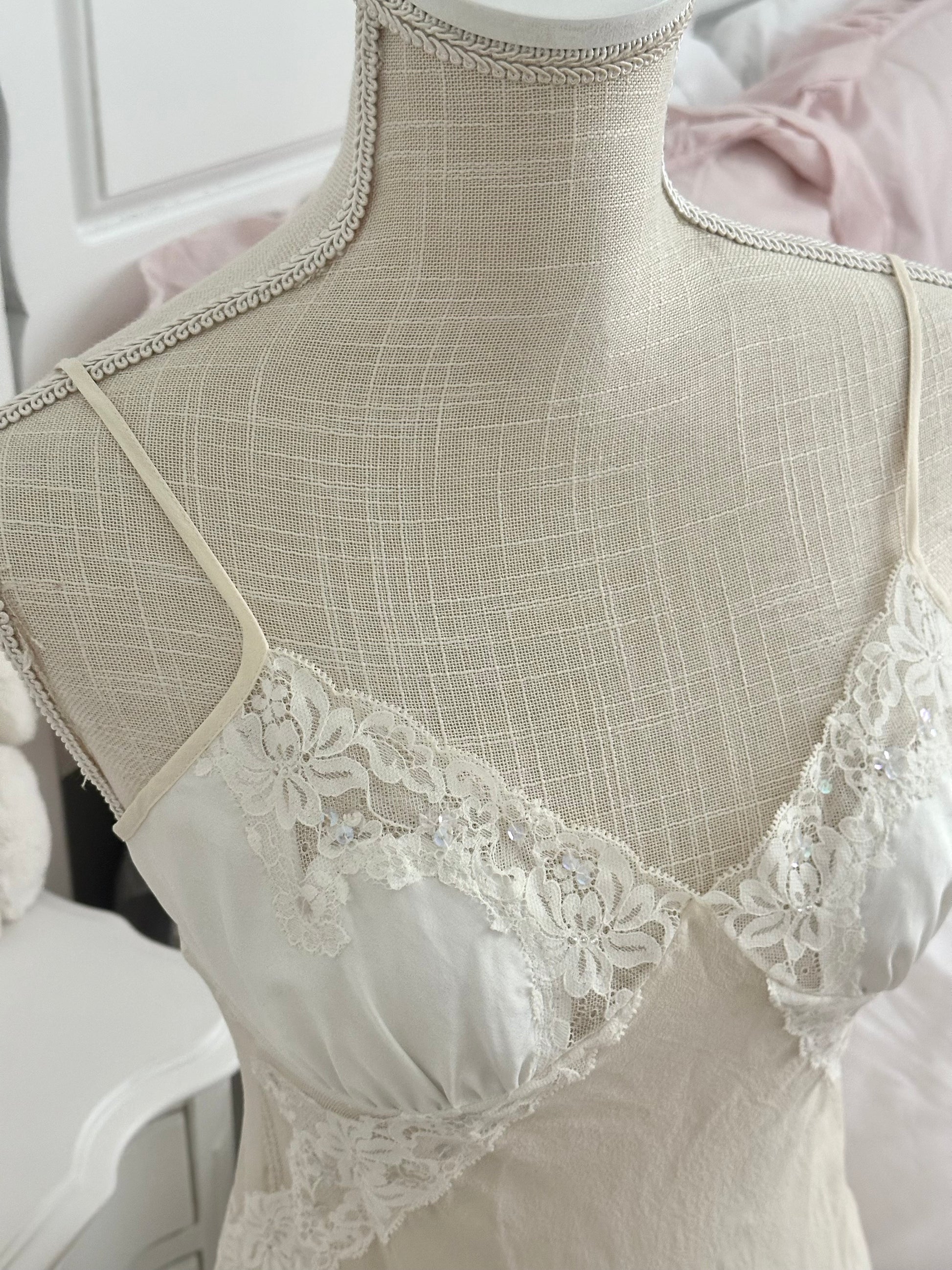 Vintage 2004 sheer white VS babydoll dress with silk size xs
