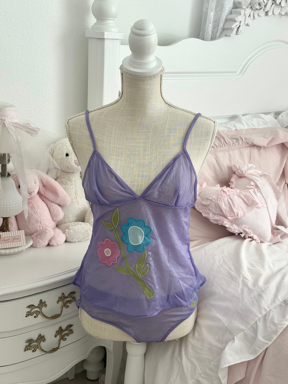 Vintage Victoria's Secret purple floral cami set size: L