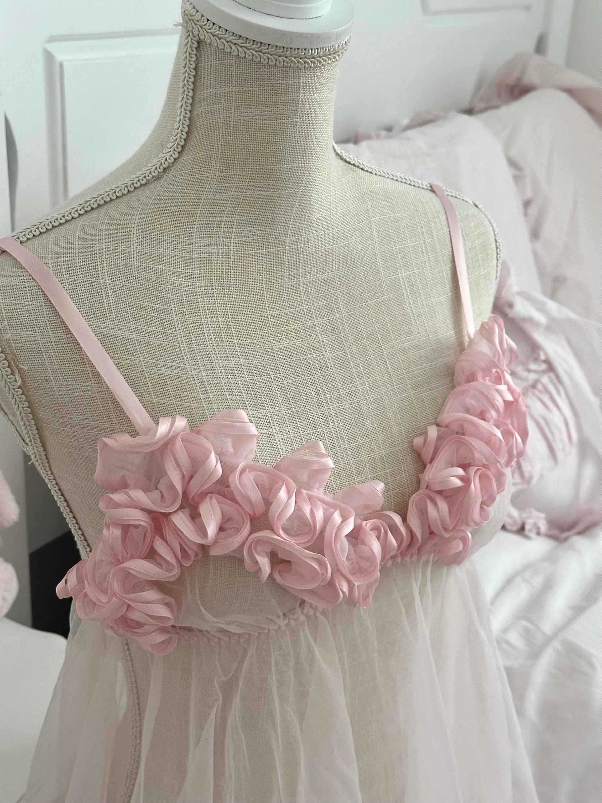 Vintage 1990s Frederick’s of Hollywood Pink Ruffle Sheer Babydoll Top Size: M