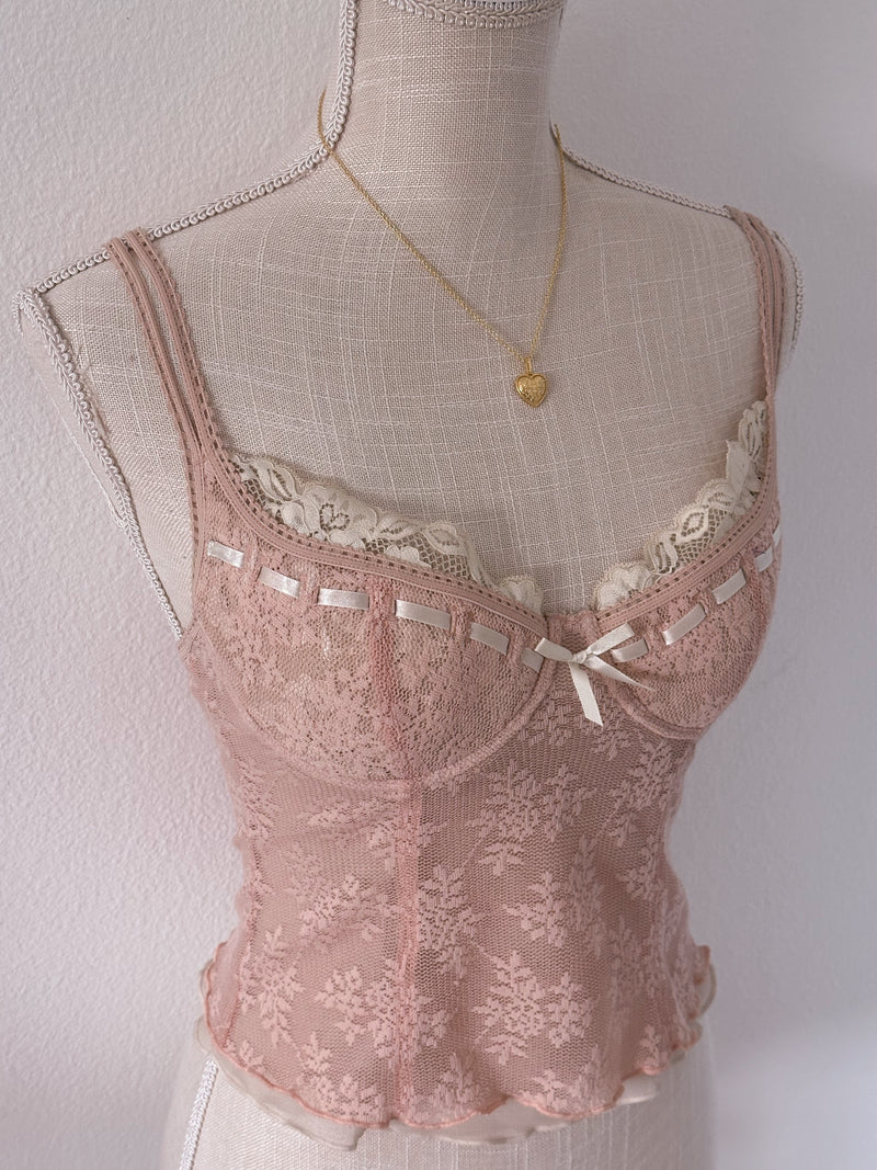 Vintage Victoria's Secret floral shabby chic corset top from 2003, Size: 34 C