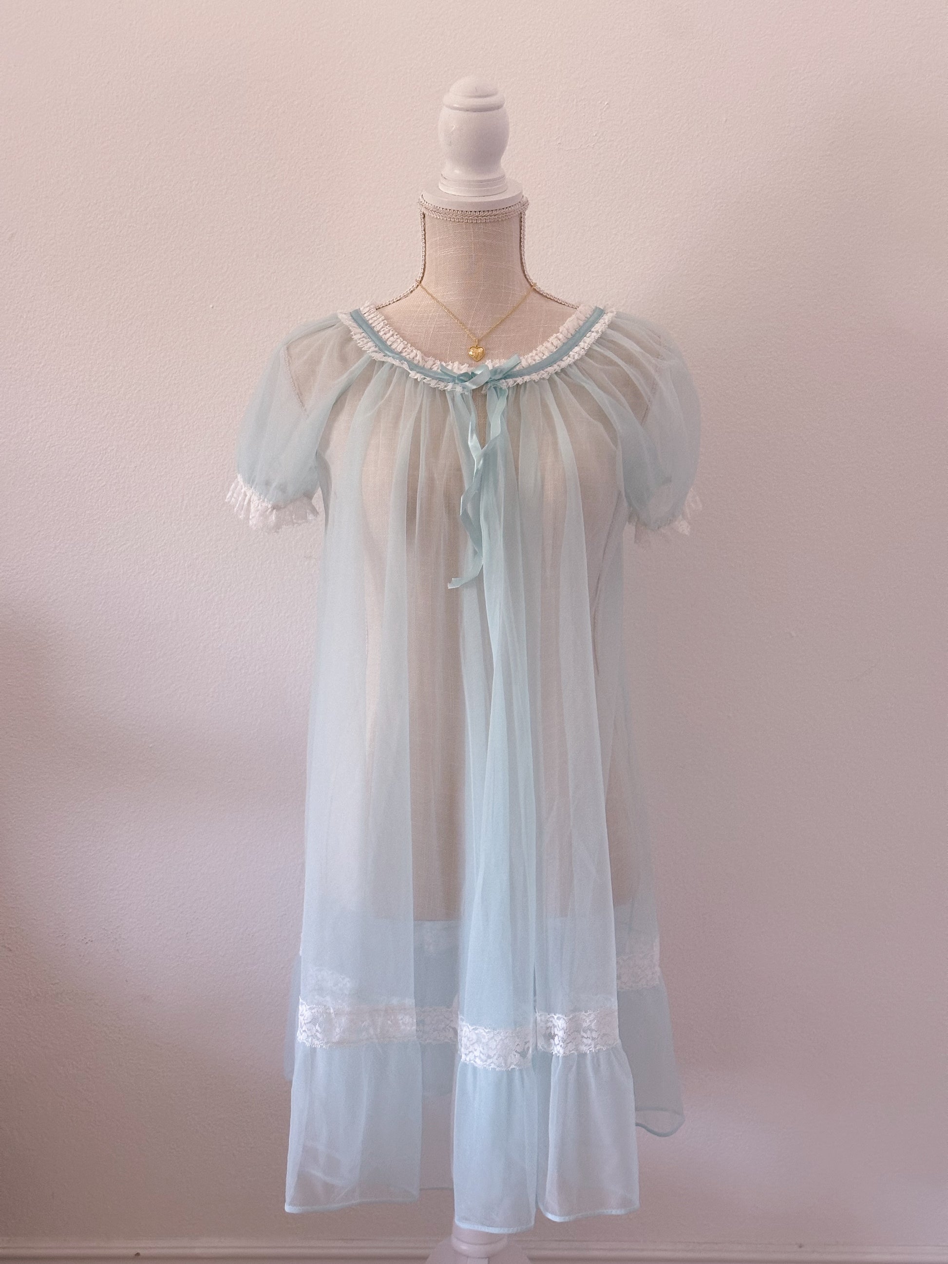 Vintage 1970s blue babydoll robe size: S