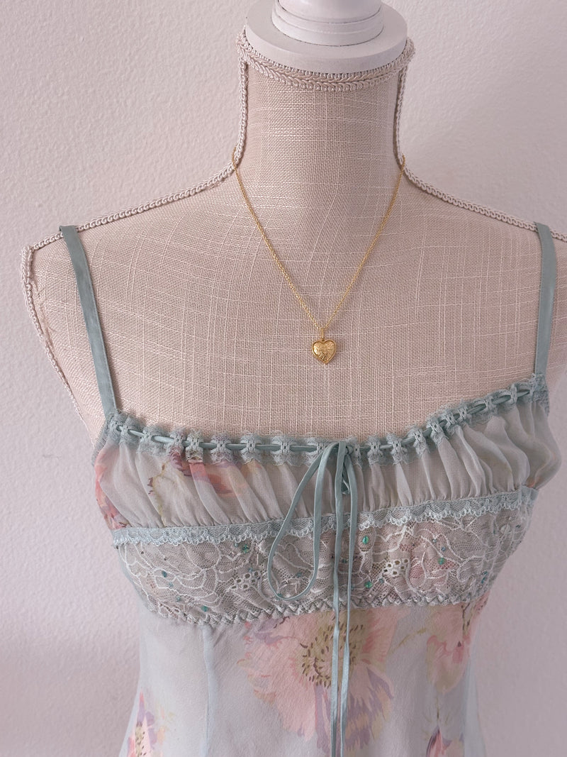 Vintage Victoria's Secret floral Chemise silk slip dress size: M