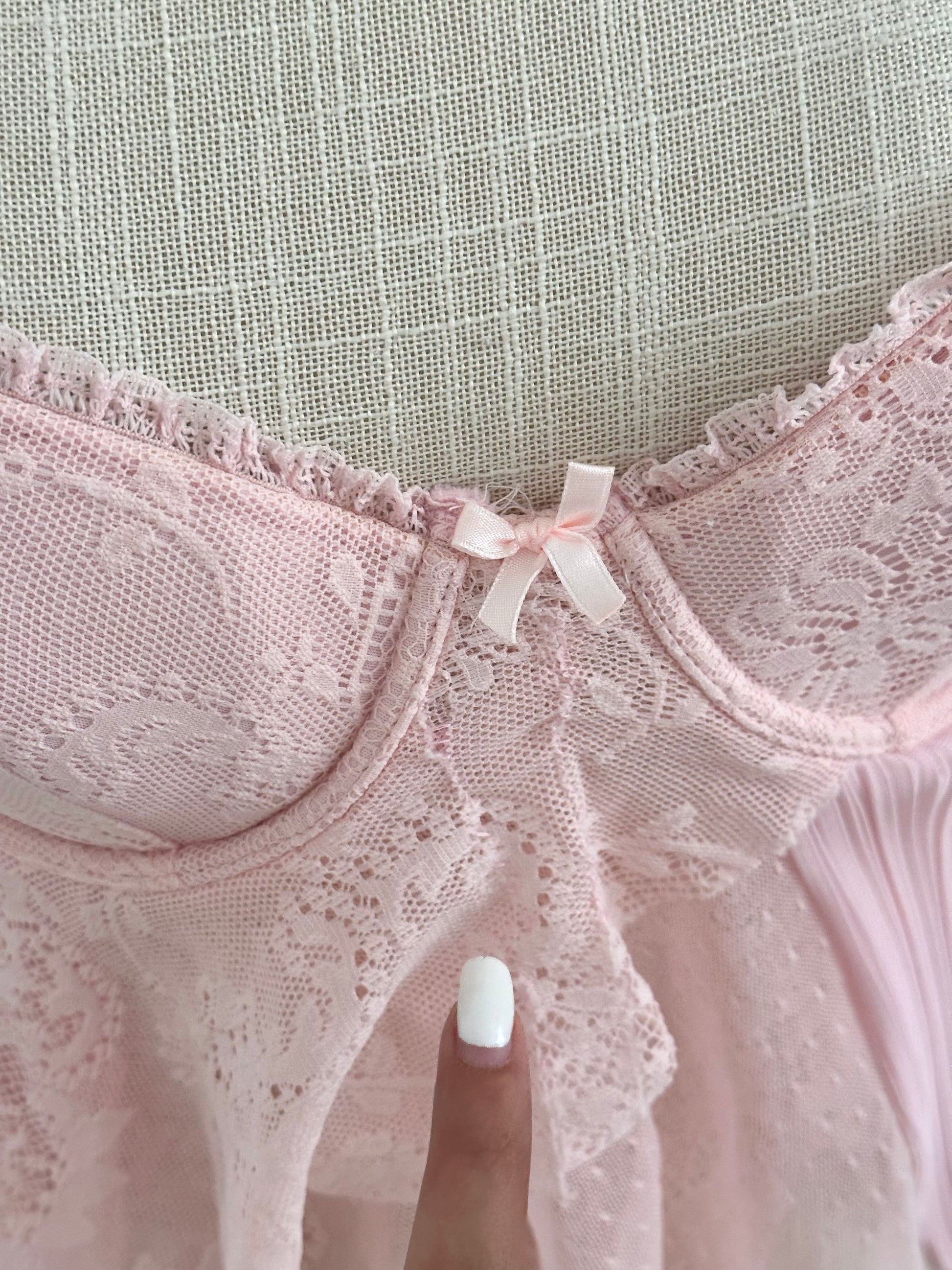 Vintage 2005 Victoria’s Secret Pink Shabby Chic Babydoll Top Size: 34B