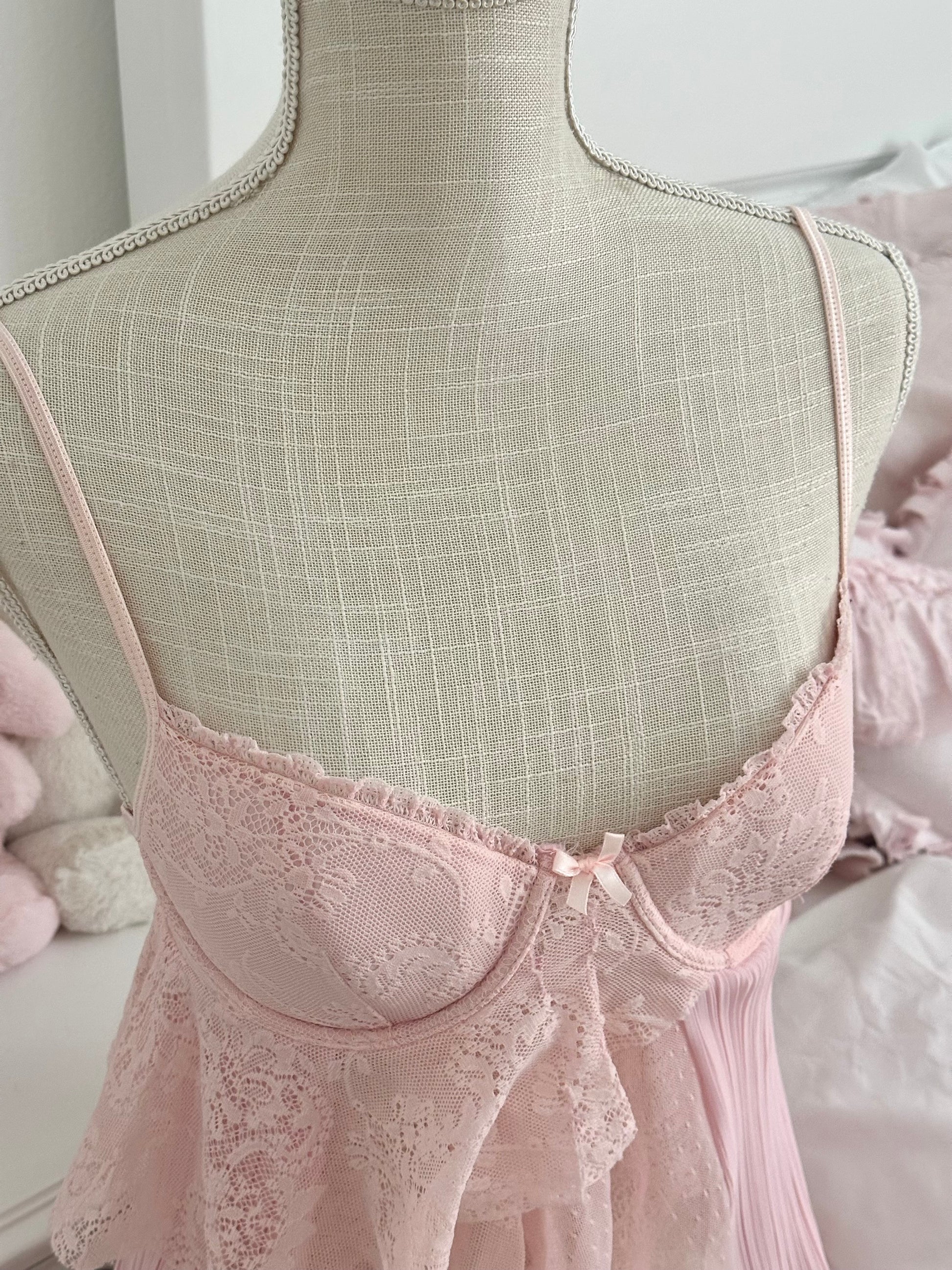 Vintage 2005 Victoria’s Secret Pink Shabby Chic Babydoll Top Size: 34B