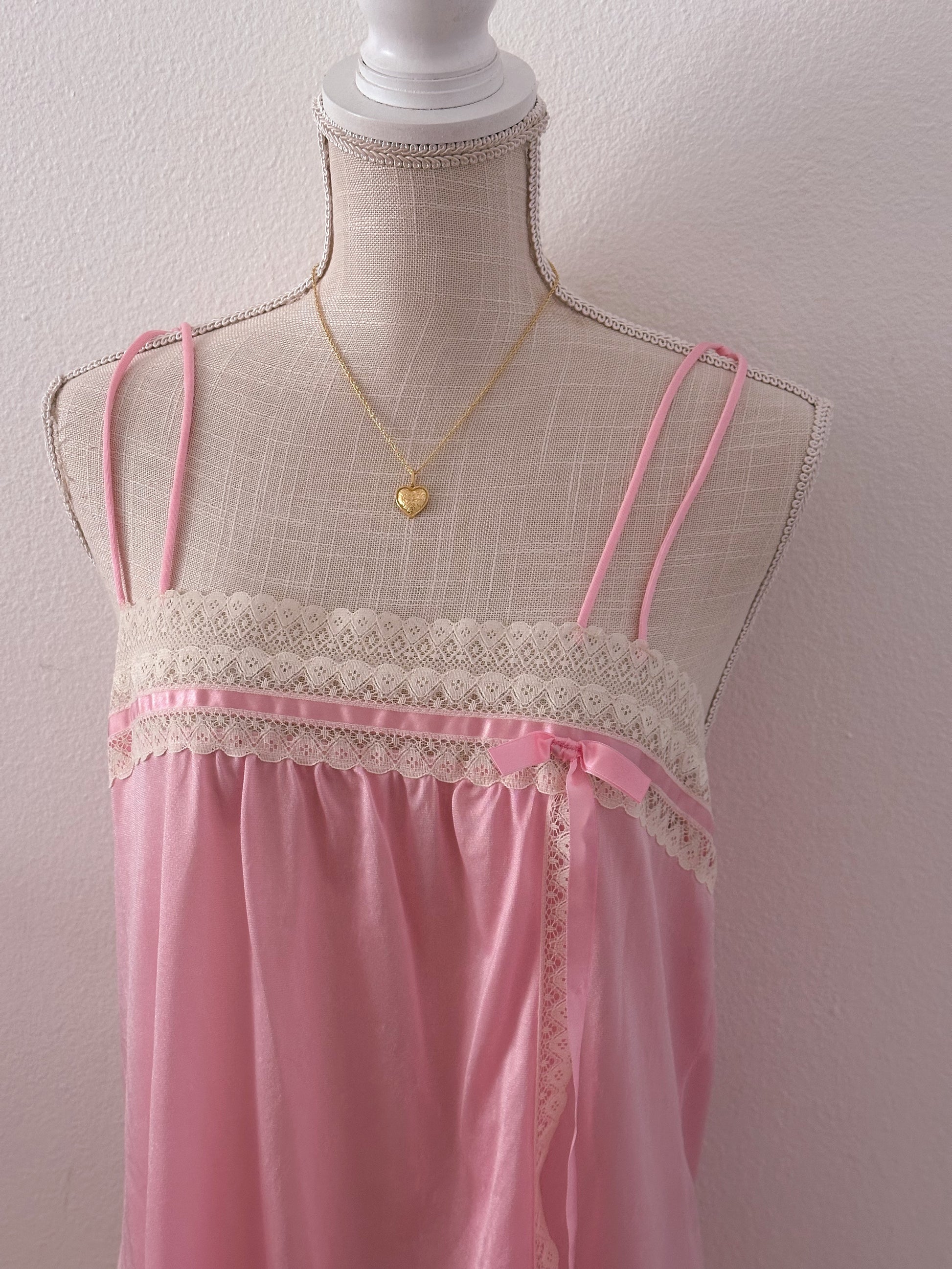 Vintage 1970s pink Babydoll slip dress Size: L