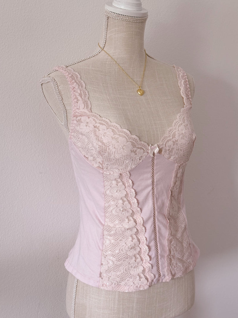 Vintage 1970s pink camisole bustier top