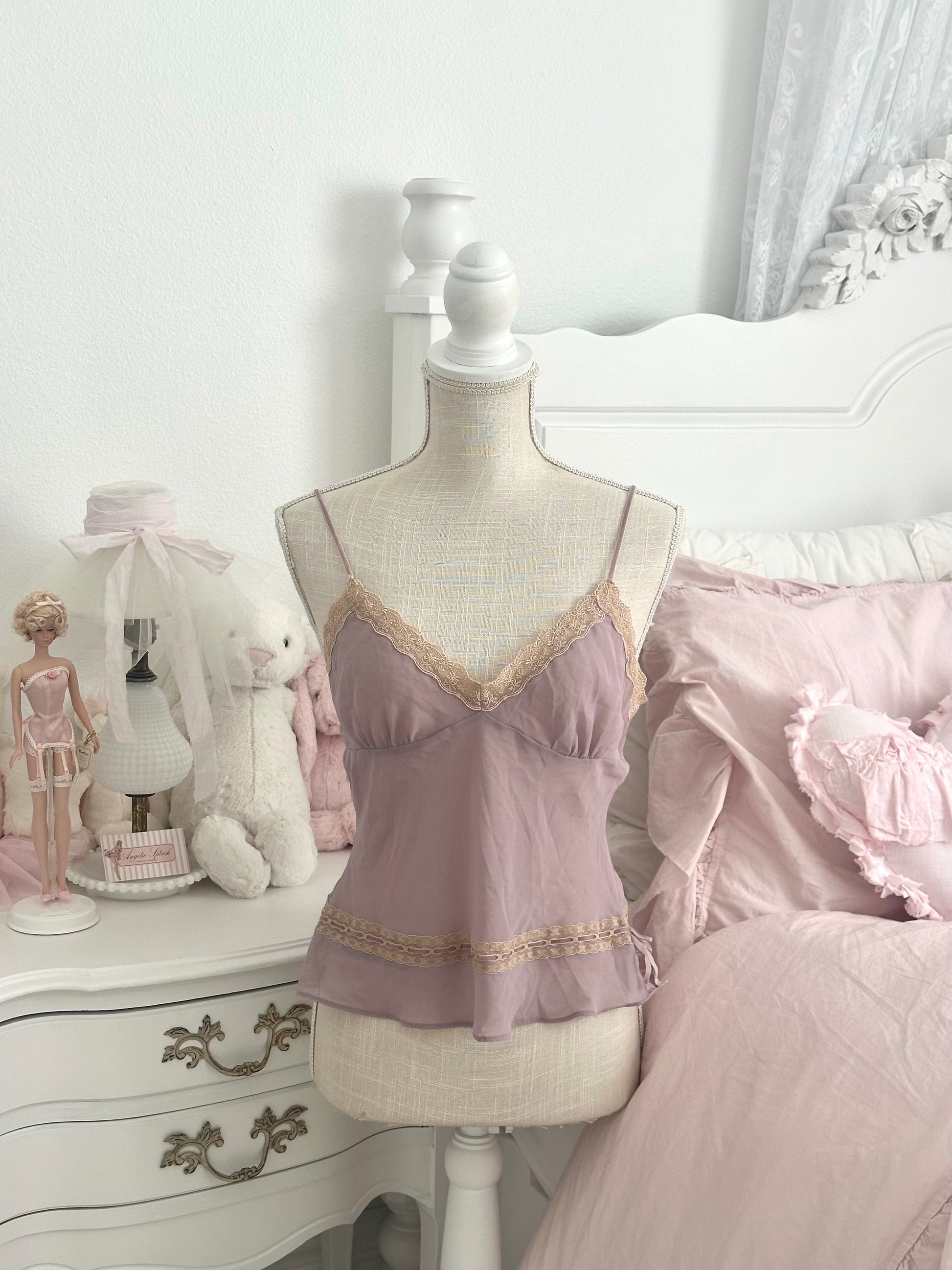 Vintage 2003 Victoria’s Secret Purple Sheer Lace Cami Top Size: S