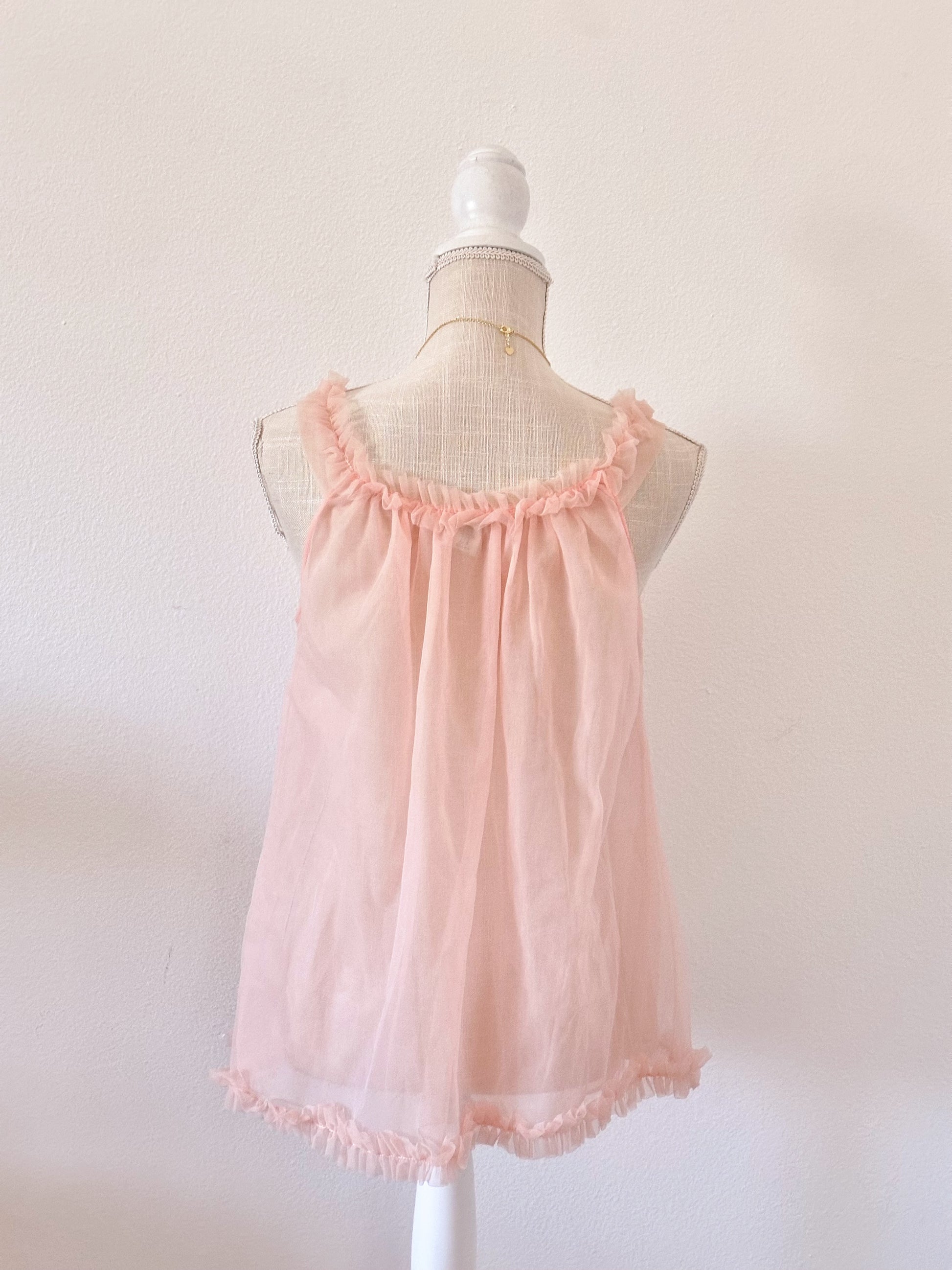 uthentic 1950s Peach Sheer Babydoll Top Size: XS (Tagged M)