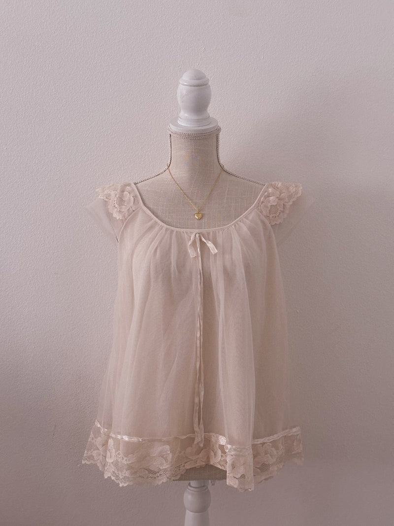 Vintage 1950s peignoir babydoll top size: M