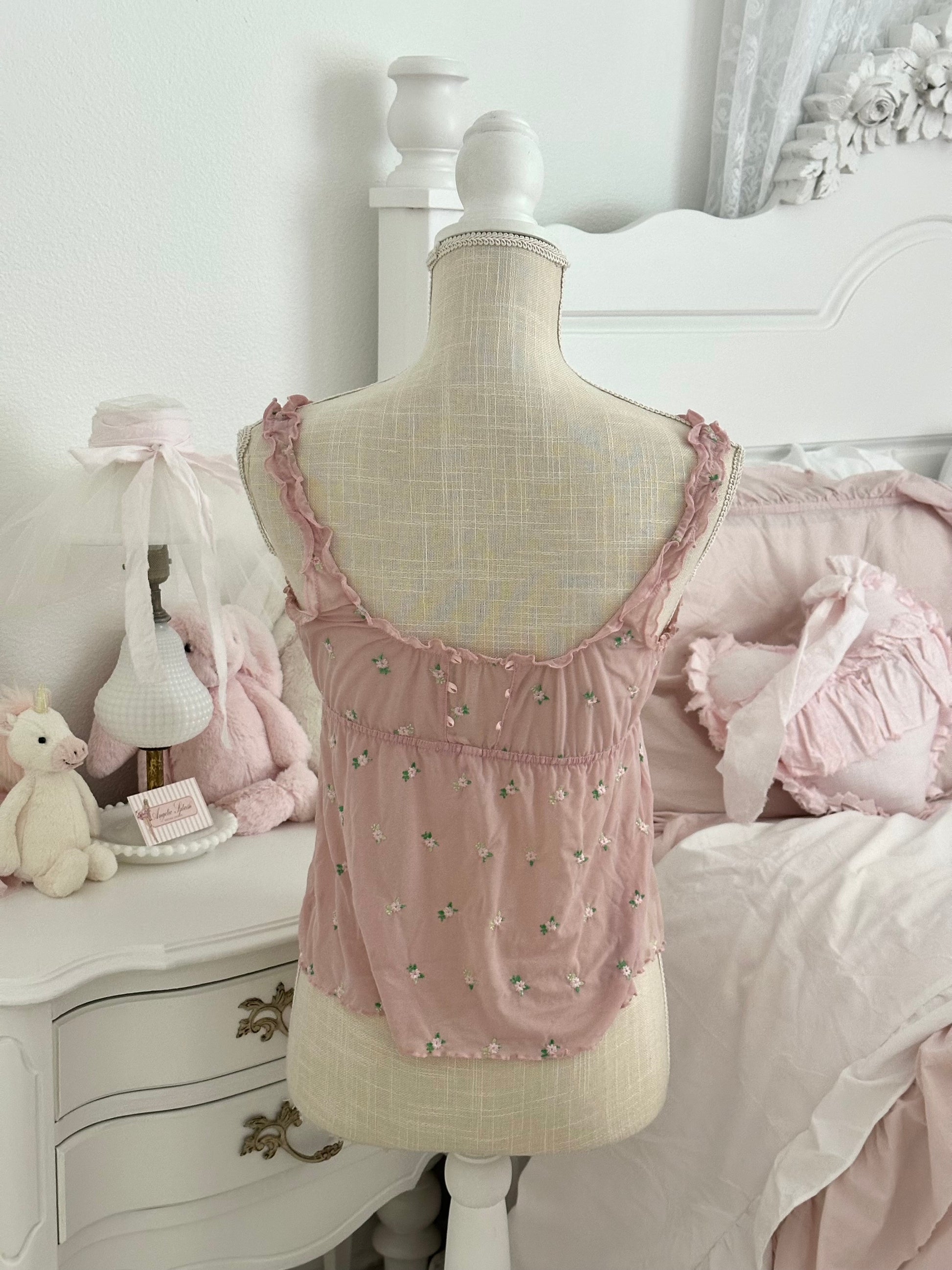 Vintage 2003 Victoria’s Secret Pink Floral Milkmaid Top Size: M